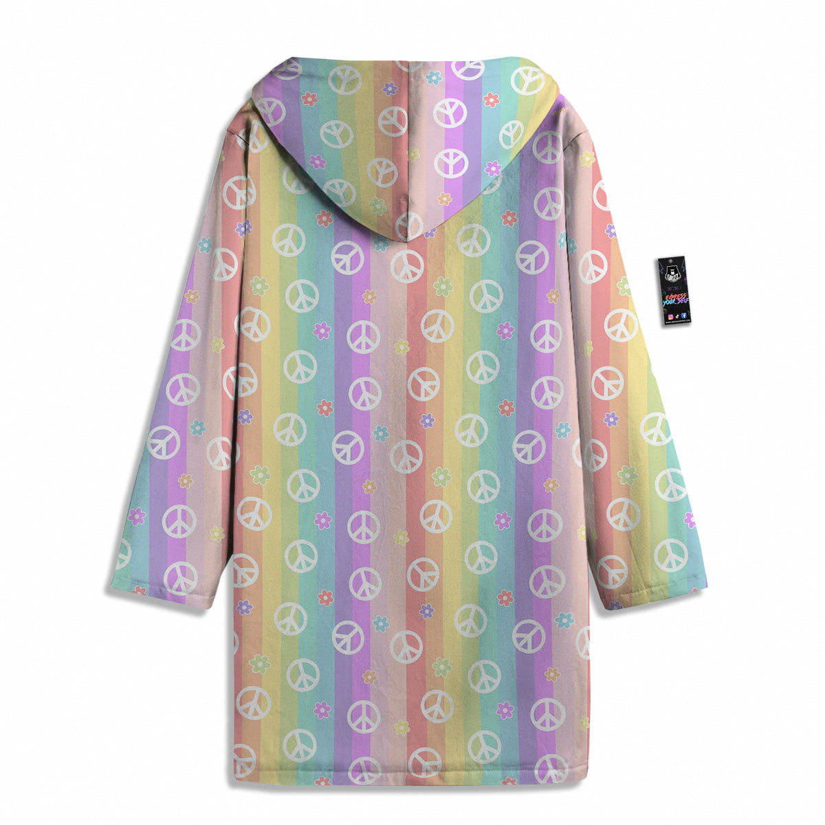 Cute Peace Symbol And Daisy Print Pattern Men's Windbreaker Jacket-grizzshop