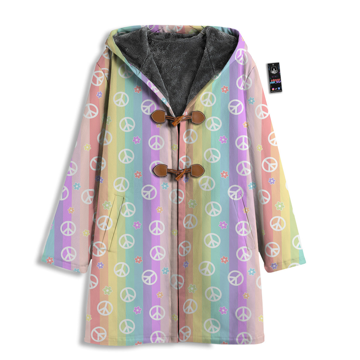 Cute Peace Symbol And Daisy Print Pattern Men's Windbreaker Jacket-grizzshop