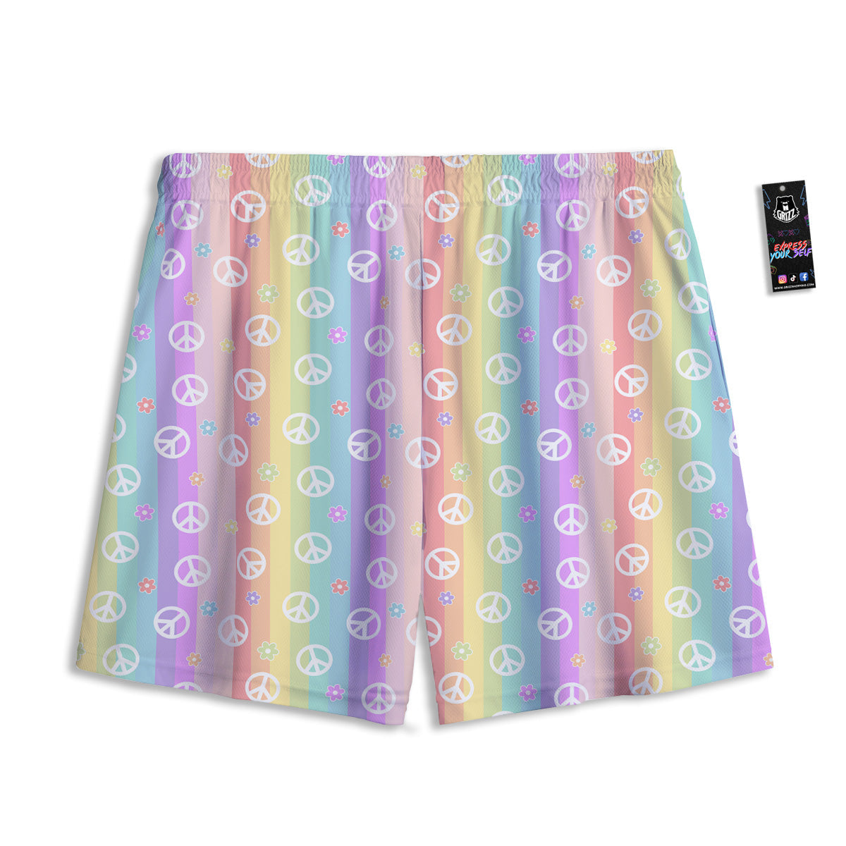 Girly Cat With Glasses Print Pattern Mesh Shorts