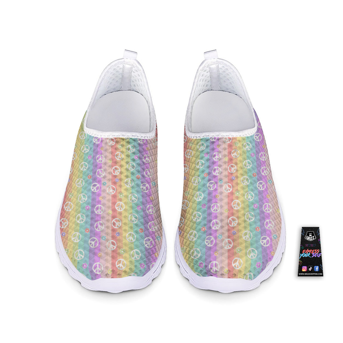Cute Peace Symbol And Daisy Print Pattern Nurse Shoes-grizzshop