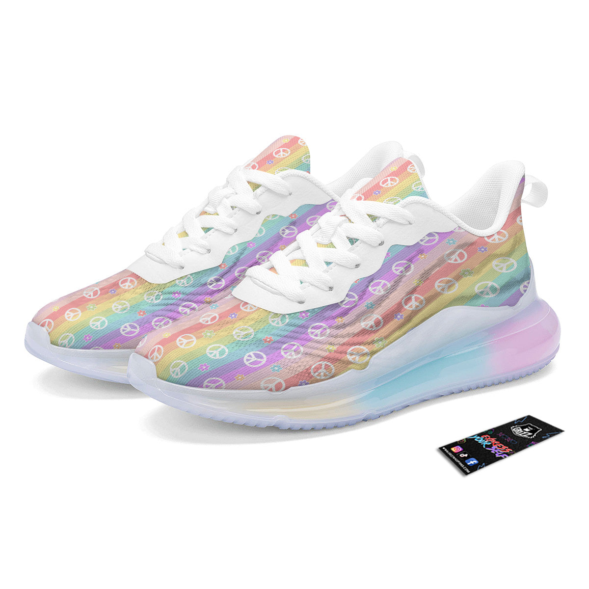 Cute Peace Symbol And Daisy Print Pattern Running Sneakers-grizzshop
