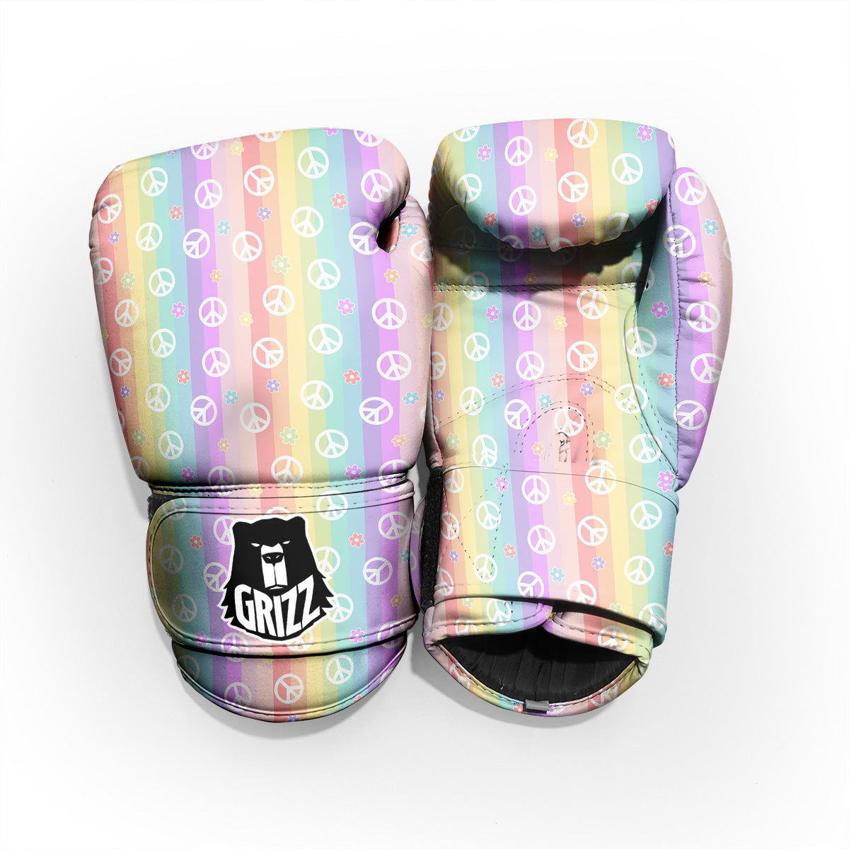 Cute Peace Symbol And Daisy Print Pattern Pro Boxing Glove