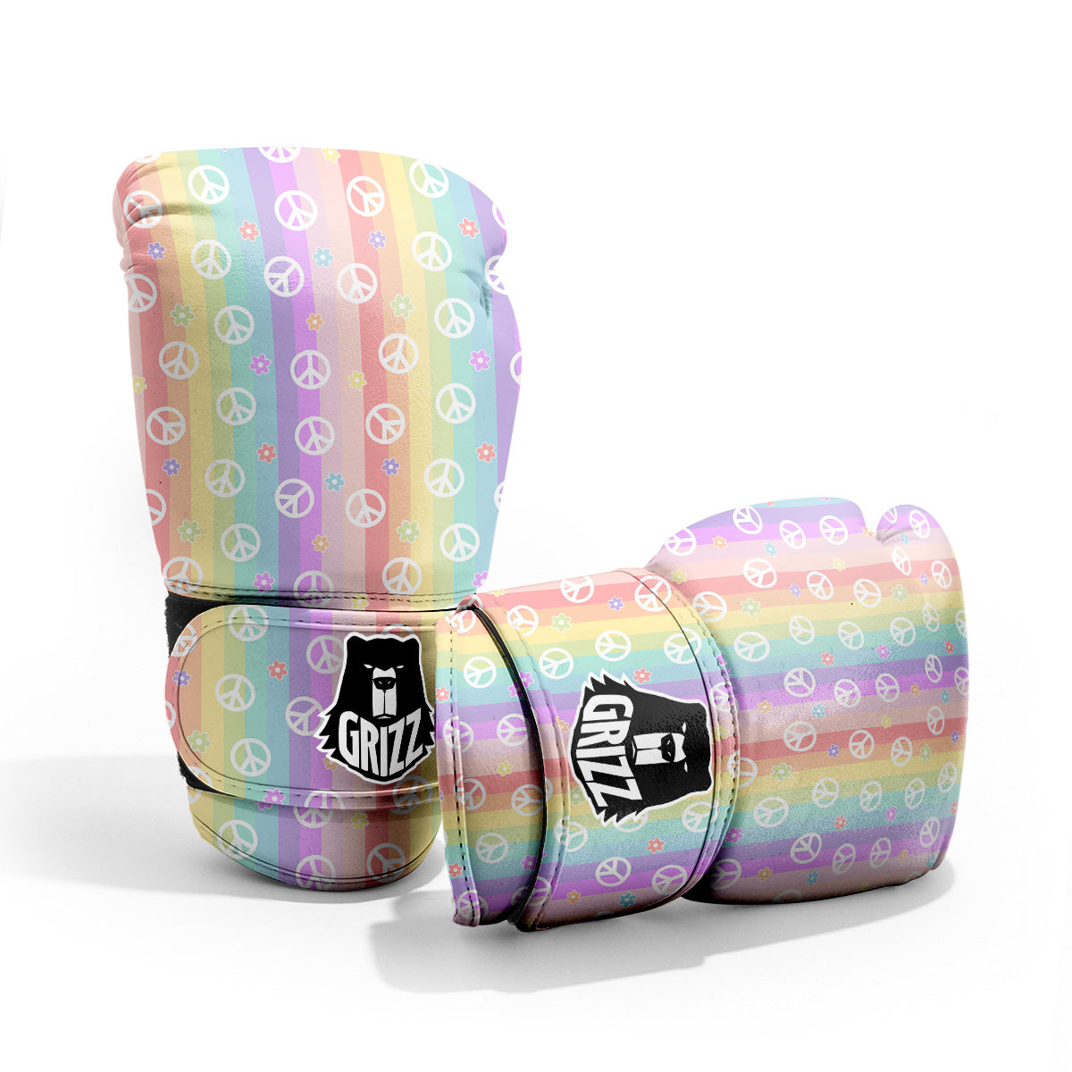 Cute Peace Symbol And Daisy Print Pattern Pro Boxing Glove
