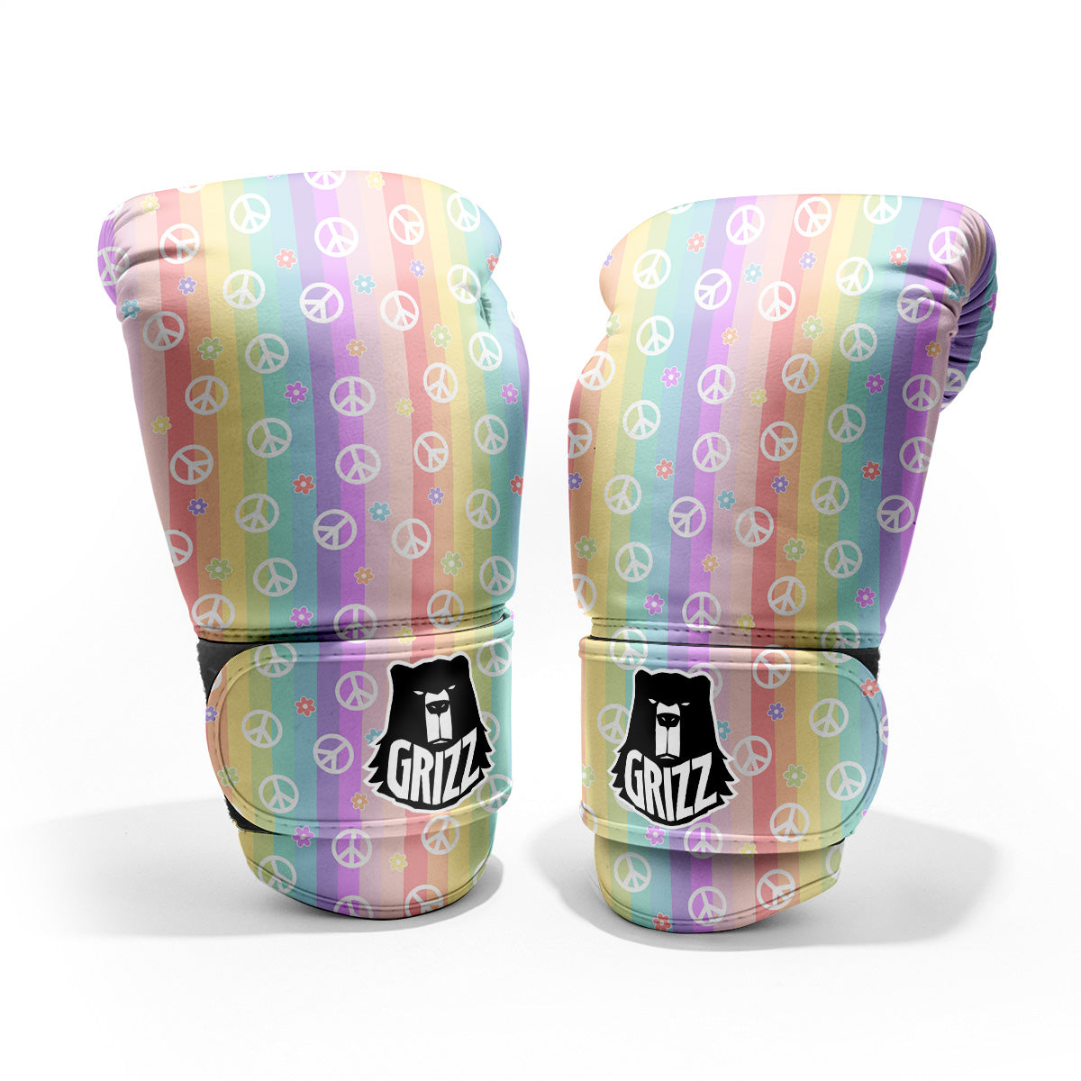 Cute Peace Symbol And Daisy Print Pattern Pro Boxing Glove