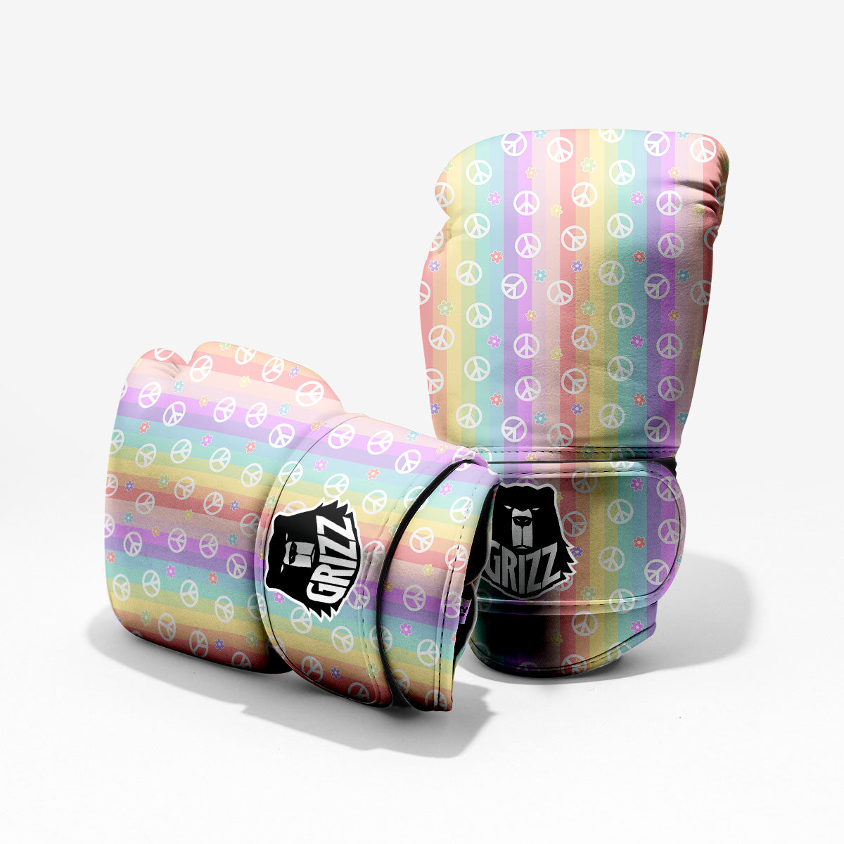 Cute Peace Symbol And Daisy Print Pattern Pro Boxing Glove