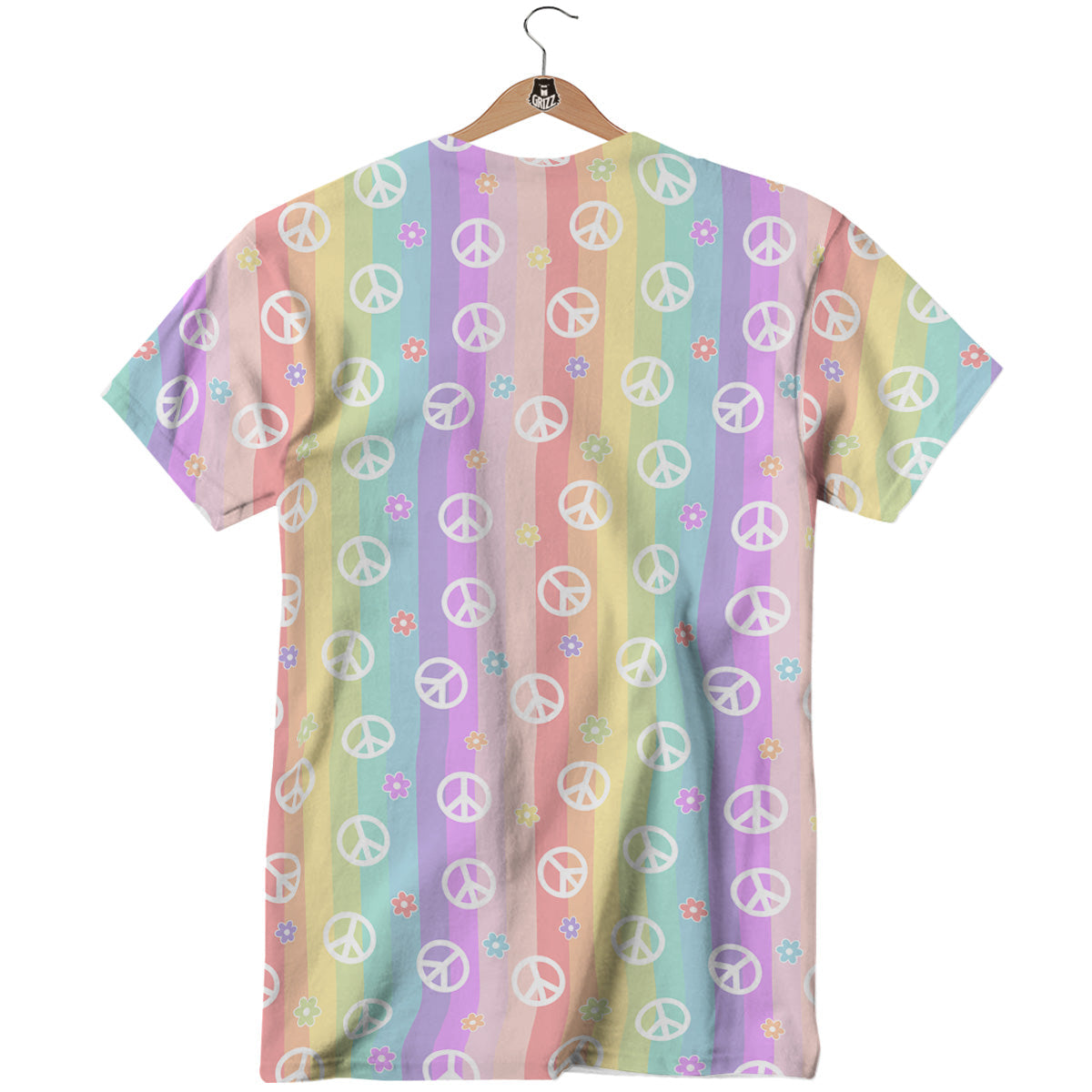 Cute Peace Symbol And Daisy Print Pattern T-Shirt-grizzshop