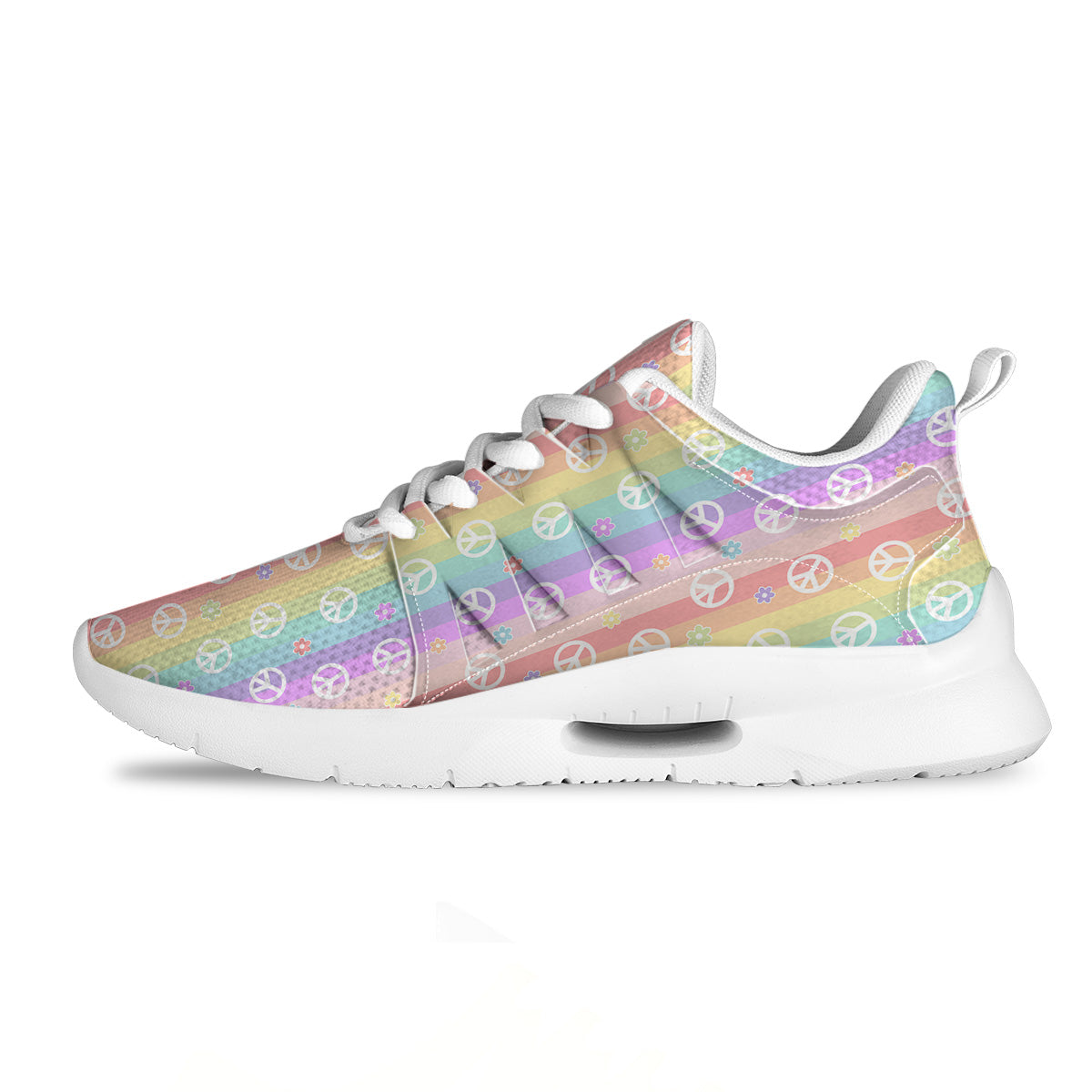 Cute Peace Symbol And Daisy Print Pattern Tennis Shoes-grizzshop