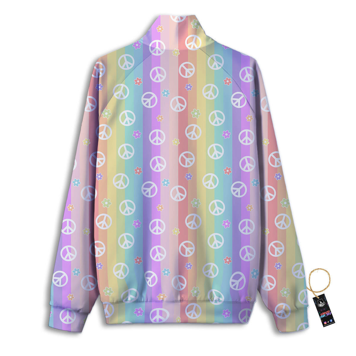Cute Peace Symbol And Daisy Print Pattern Track Jacket-grizzshop