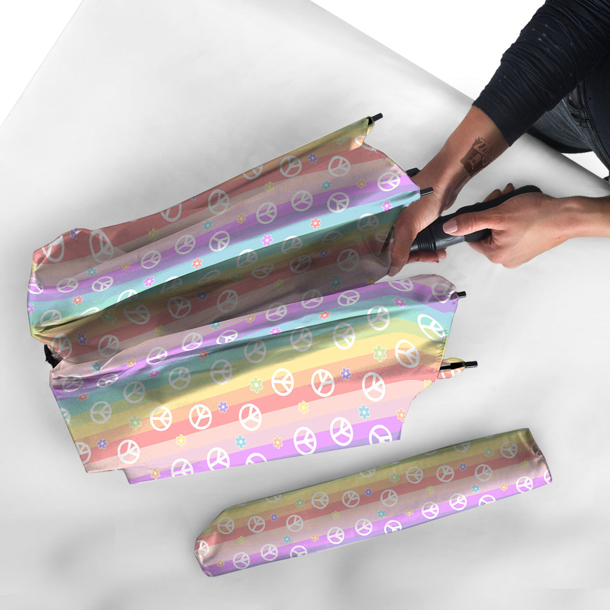 Cute Peace Symbol And Daisy Print Pattern Umbrella-grizzshop