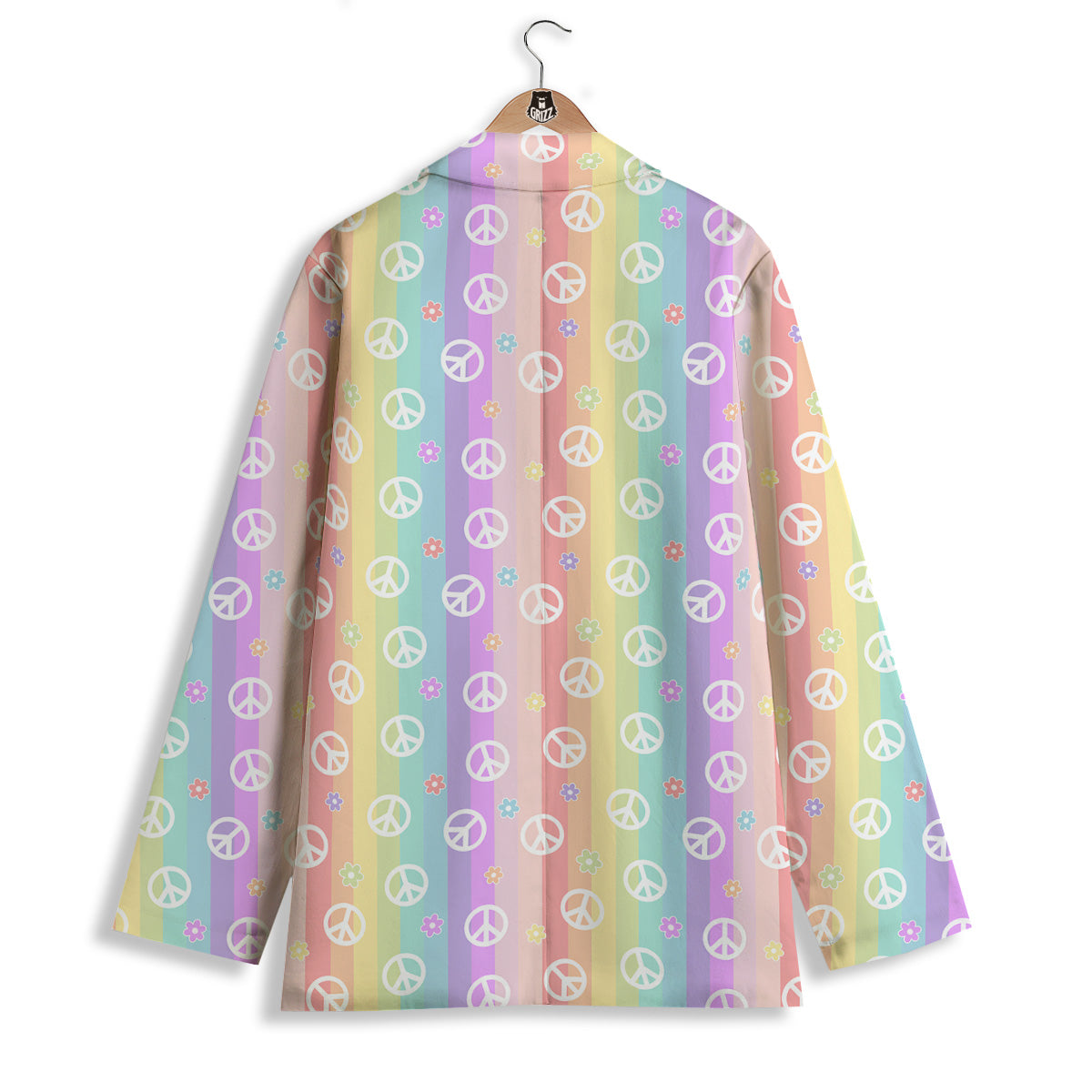 Cute Peace Symbol And Daisy Print Pattern Women's Blazer-grizzshop