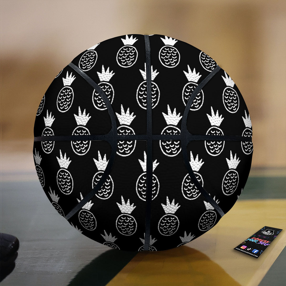 Cute Pineapple Black Print Pattern Basketball-grizzshop