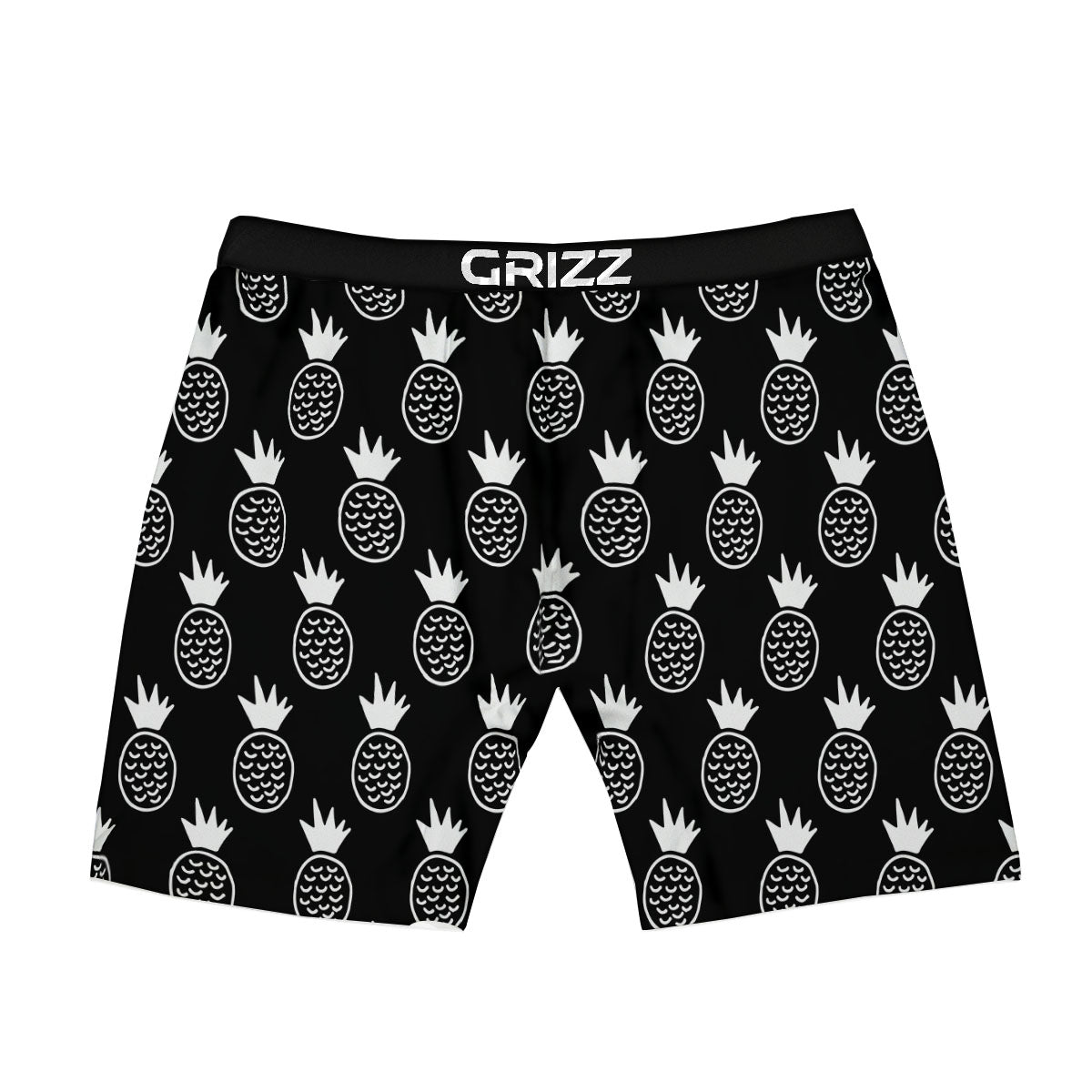 Cute Pineapple Black Print Pattern Boxer Briefs-grizzshop