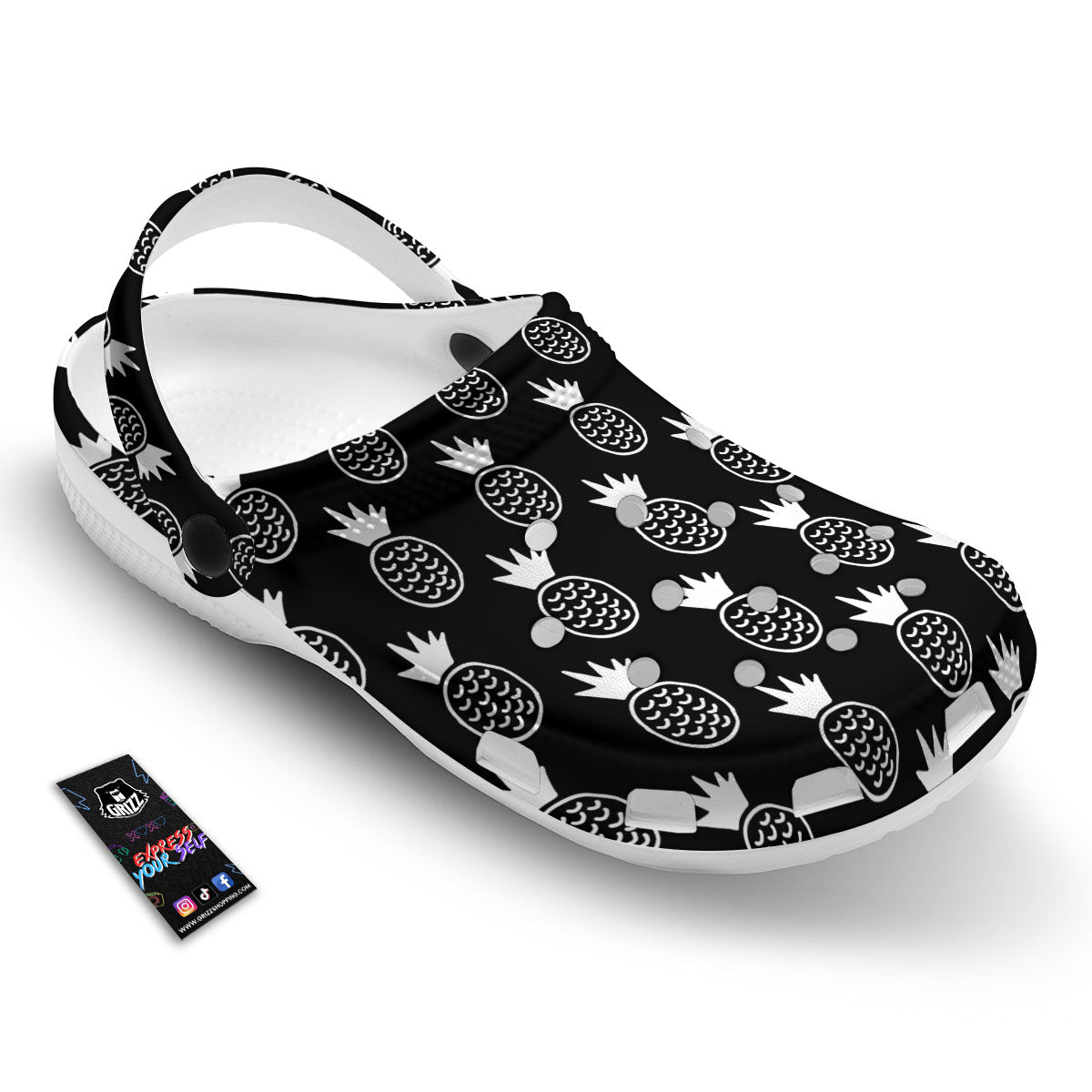 Cute Pineapple Black Print Pattern Clog-grizzshop
