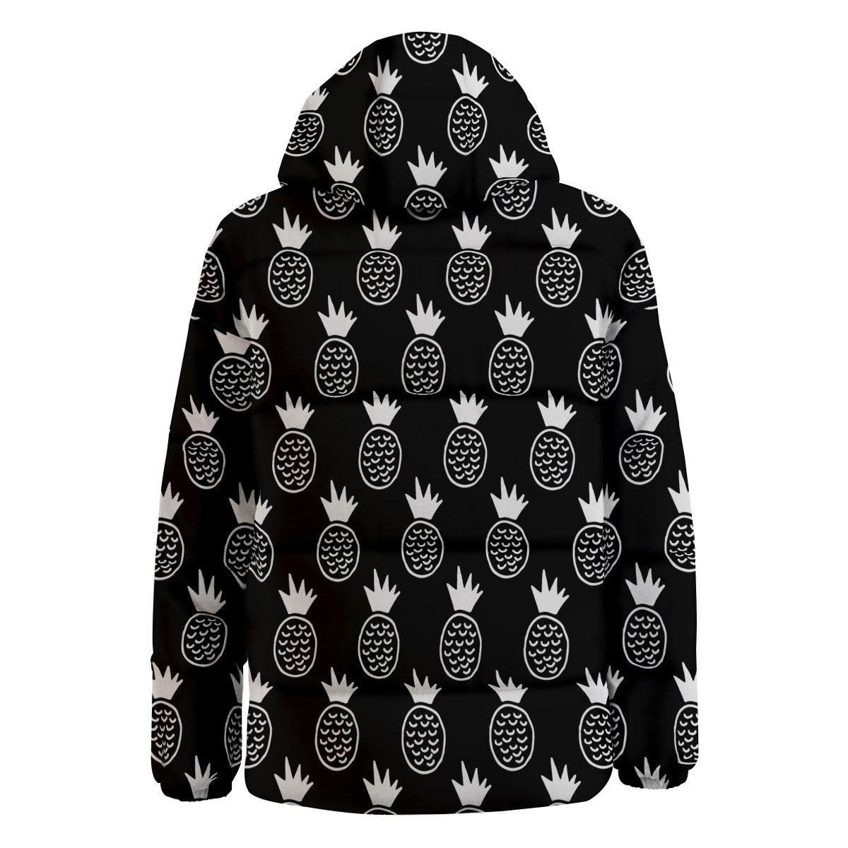 Cute Pineapple Black Print Pattern Down Jacket-grizzshop
