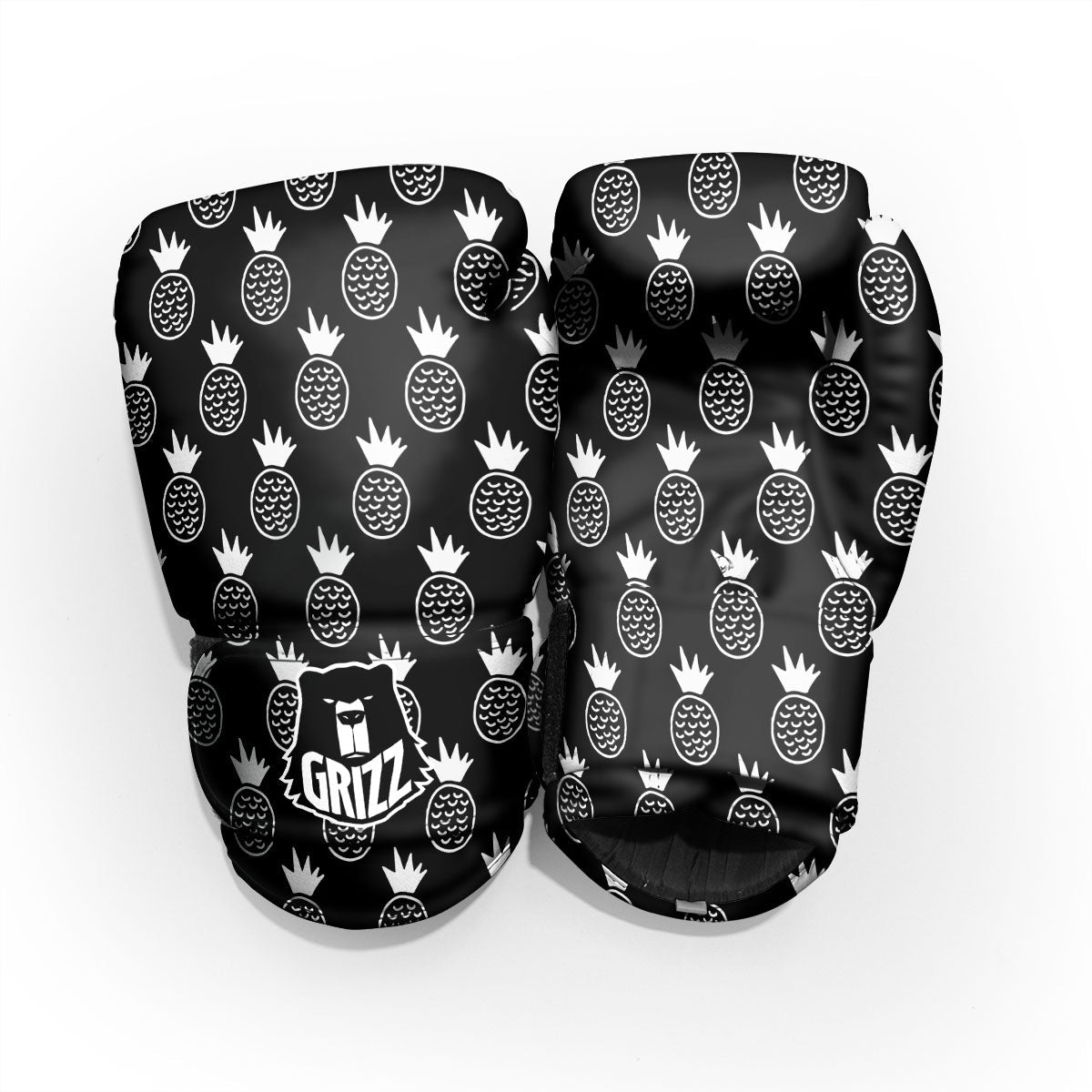 Cute Pineapple Black Print Pattern Sparring Gloves-grizzshop