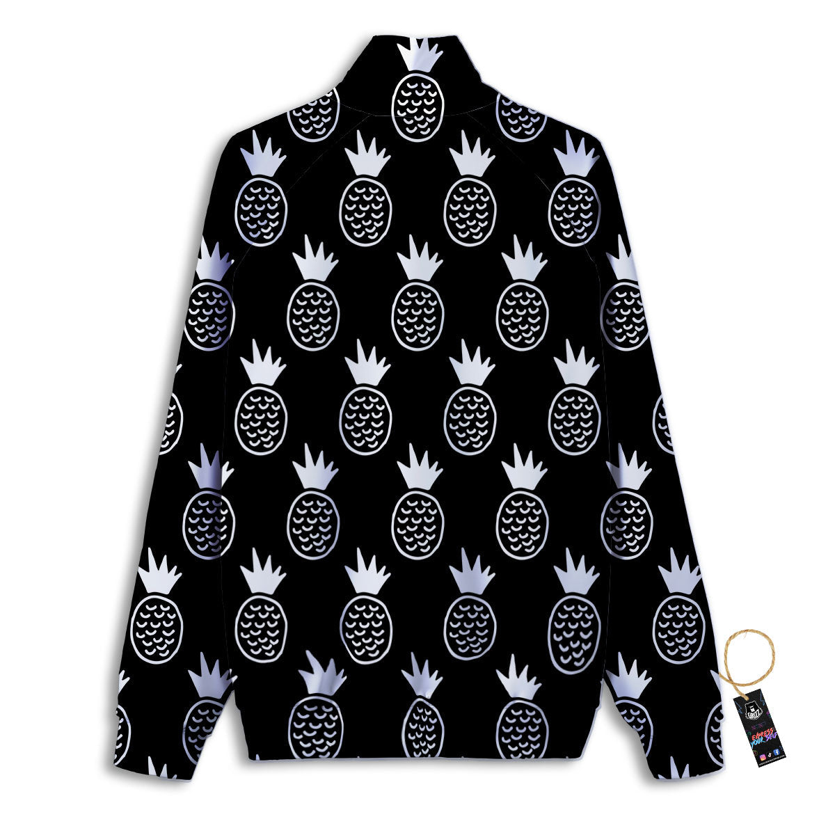 Cute Pineapple Black Print Pattern Track Jacket-grizzshop