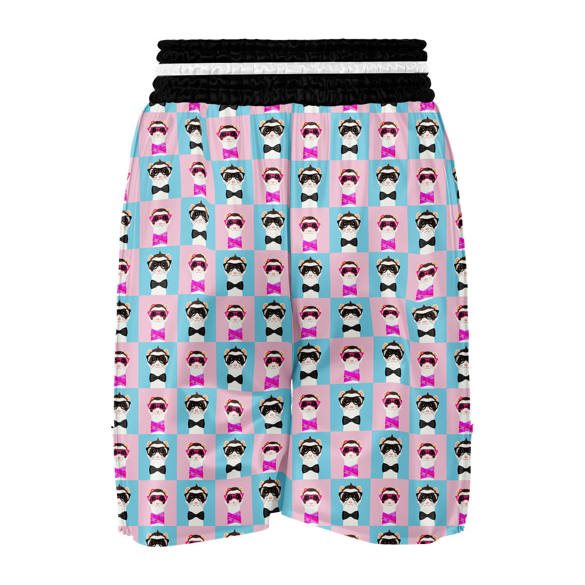 Cute Pink And Blue Ferret Print Pattern Boxing Shorts-grizzshop
