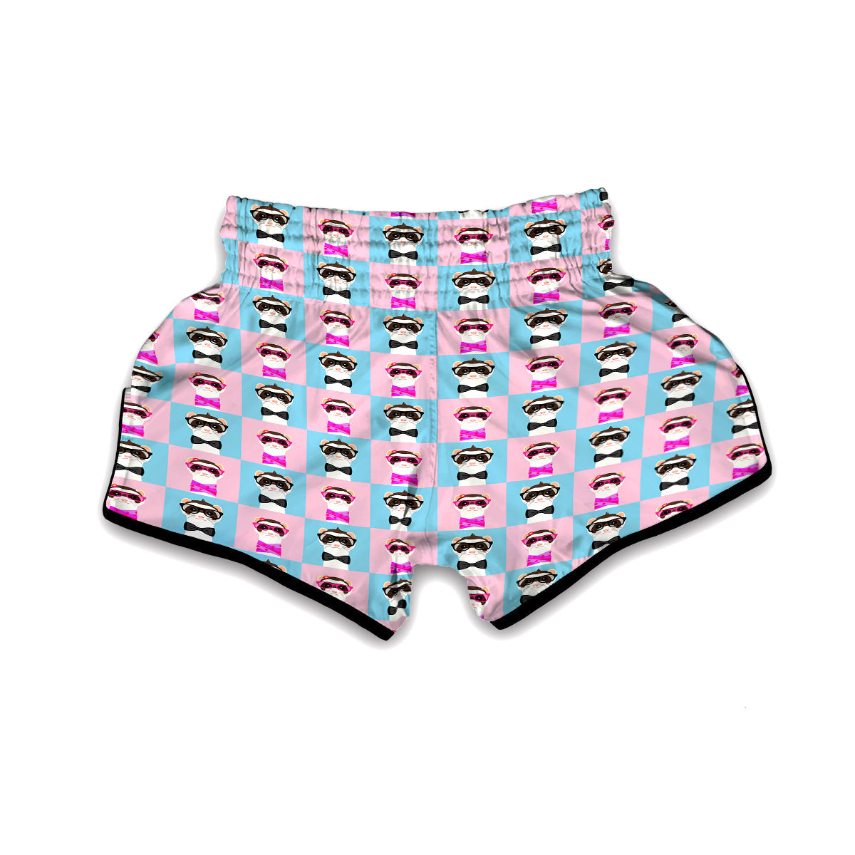 Cute Pink And Blue Ferret Print Pattern Muay Thai Boxing Shorts-grizzshop