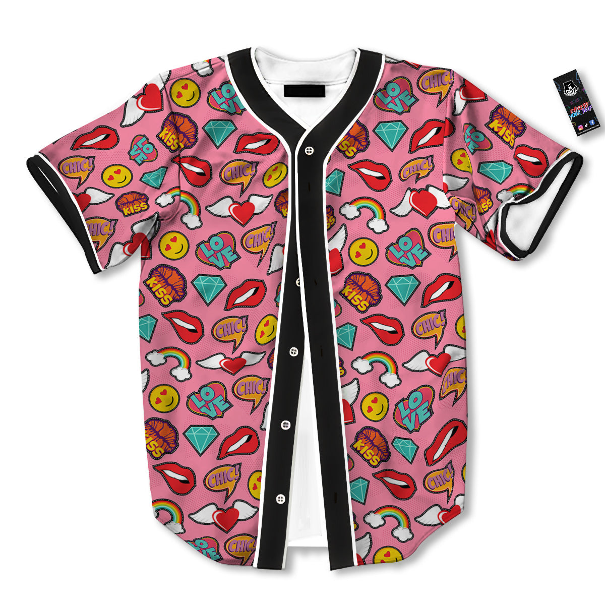 Cute Pink Girl In Pop Art Style Print Pattern Baseball Jersey-grizzshop
