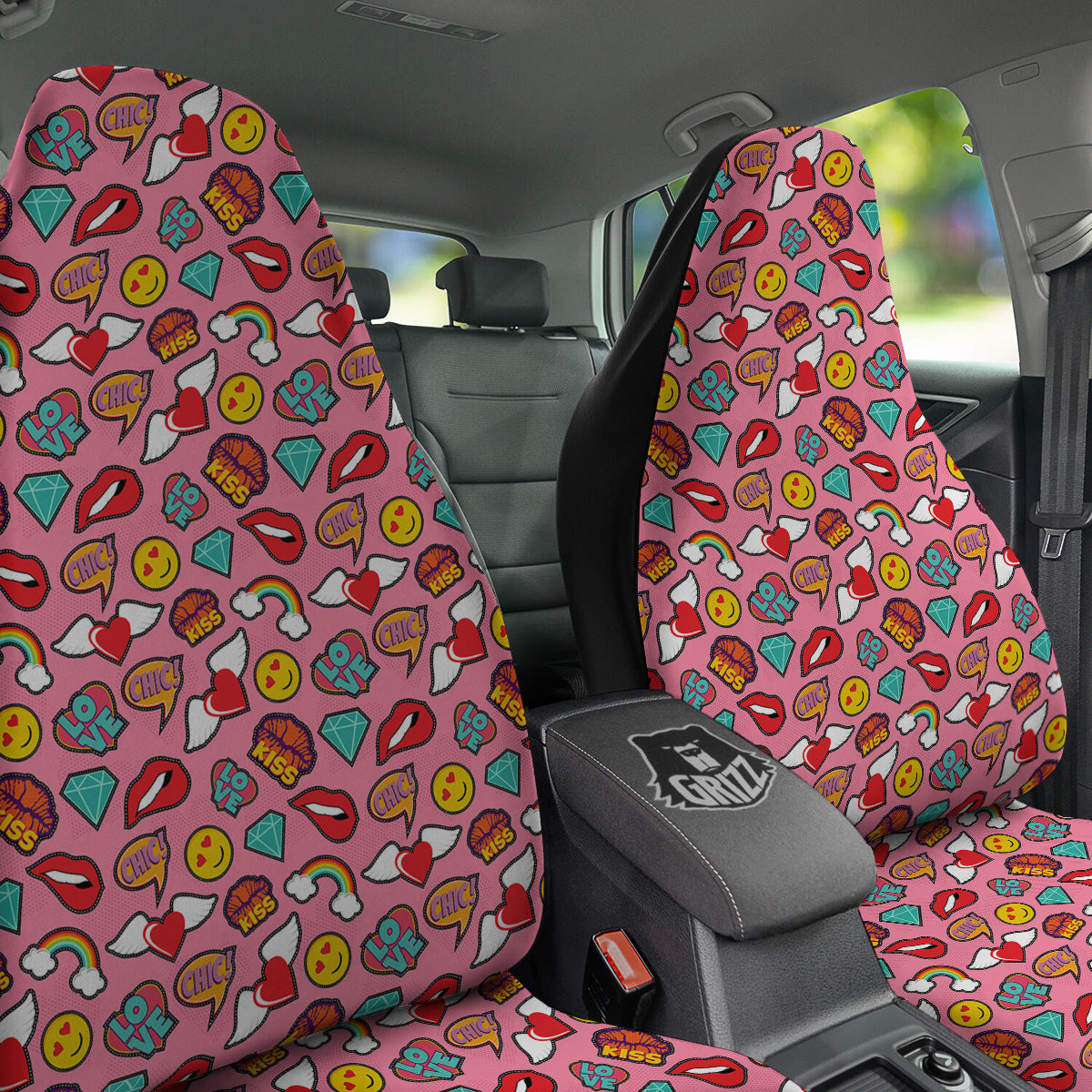 Cute Pink Girl In Pop Art Style Print Pattern Car Seat Covers-grizzshop