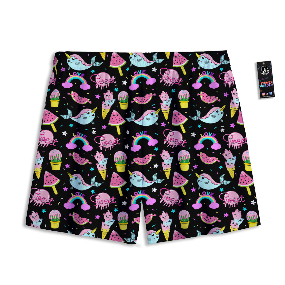 Girly Love And Peace Sign Print Pattern Mesh Shorts