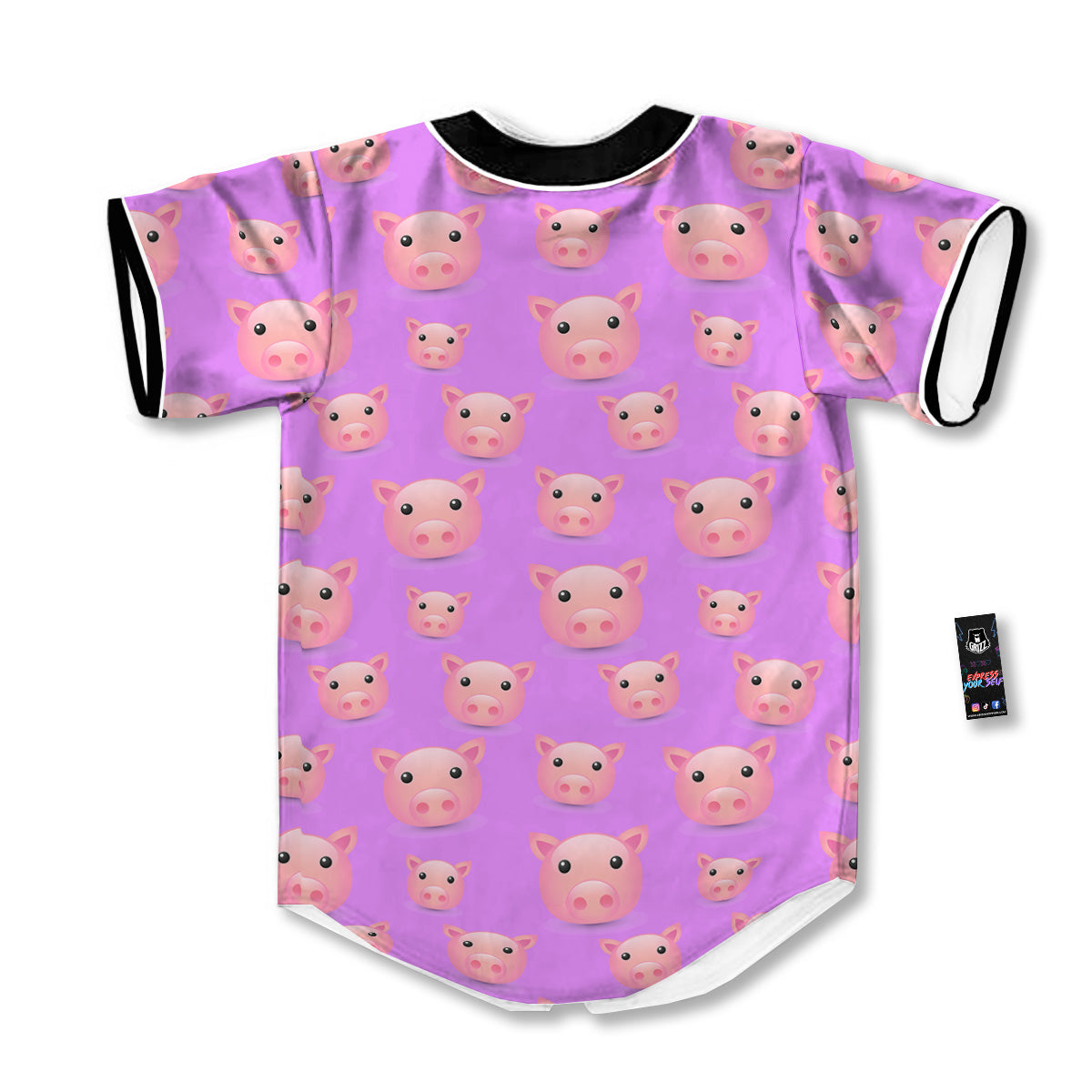 Cute Pink Pig Face Emoji Print Pattern Baseball Jersey-grizzshop