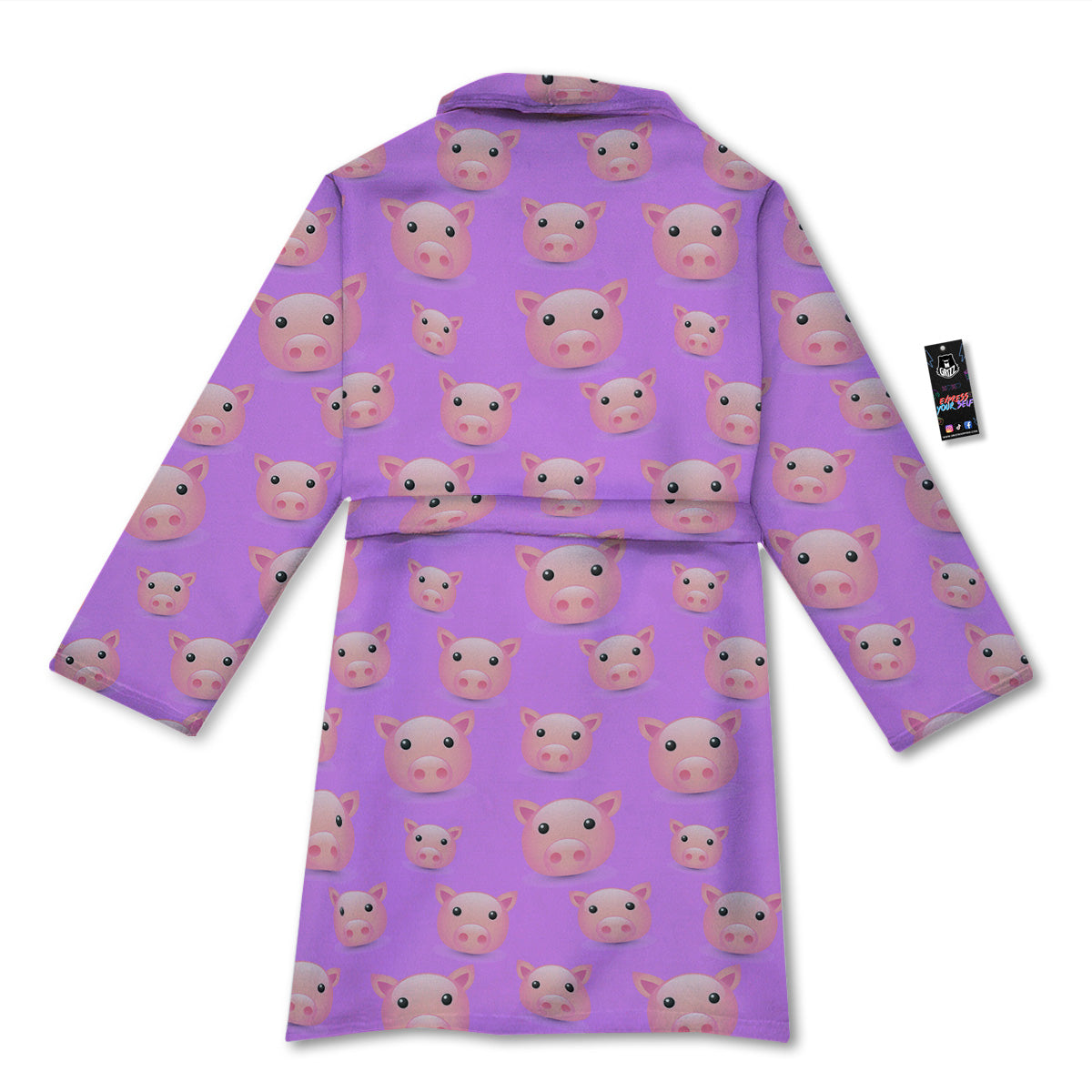 Cute Pink Pig Face Emoji Print Pattern Bathrobe-grizzshop