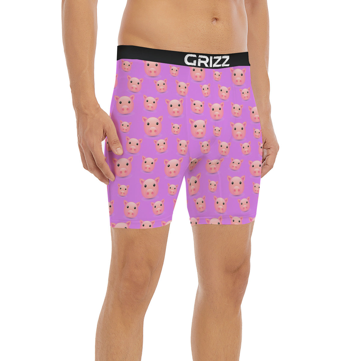 Cute Pink Pig Face Emoji Print Pattern Boxer Briefs-grizzshop