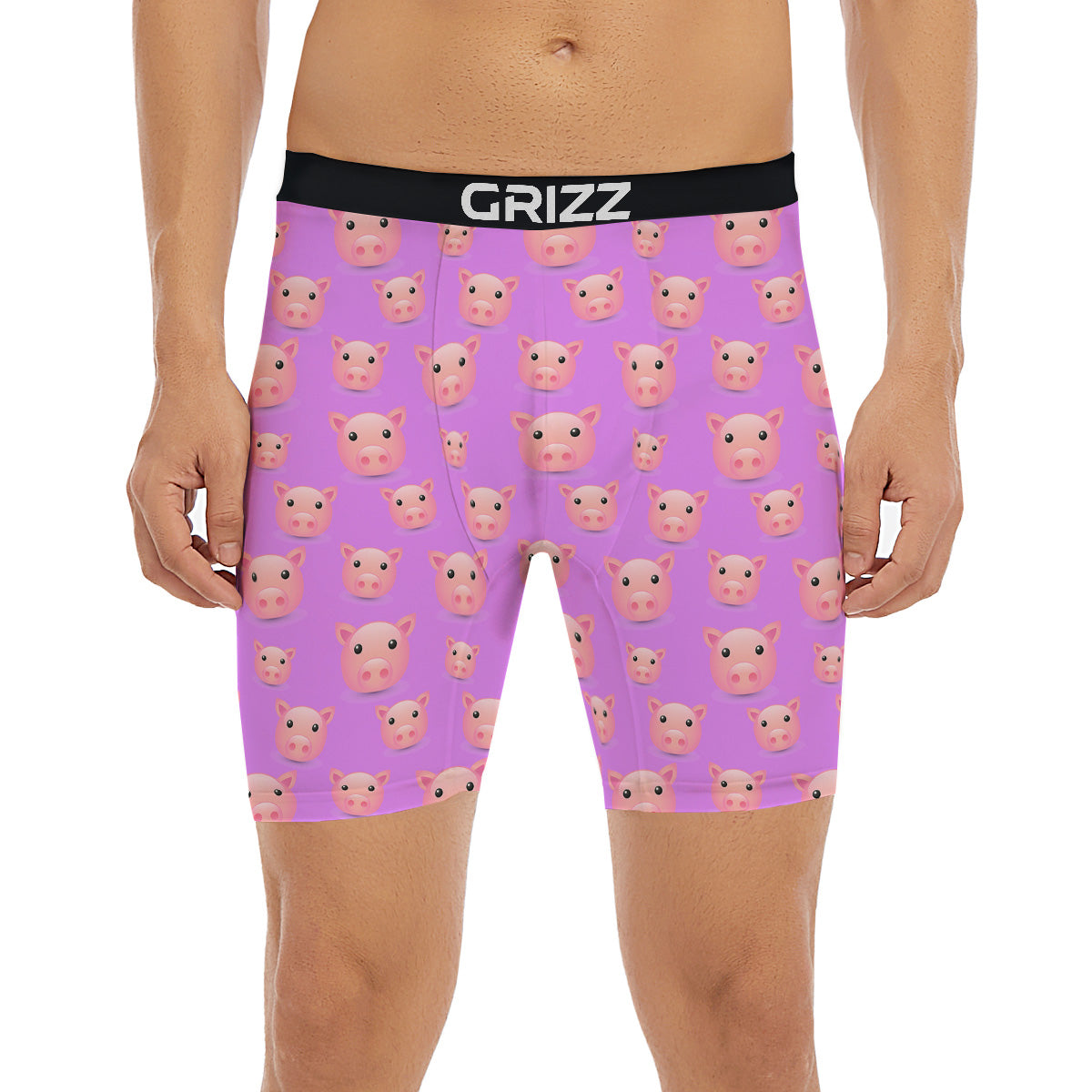 Cute Pink Pig Face Emoji Print Pattern Boxer Briefs-grizzshop