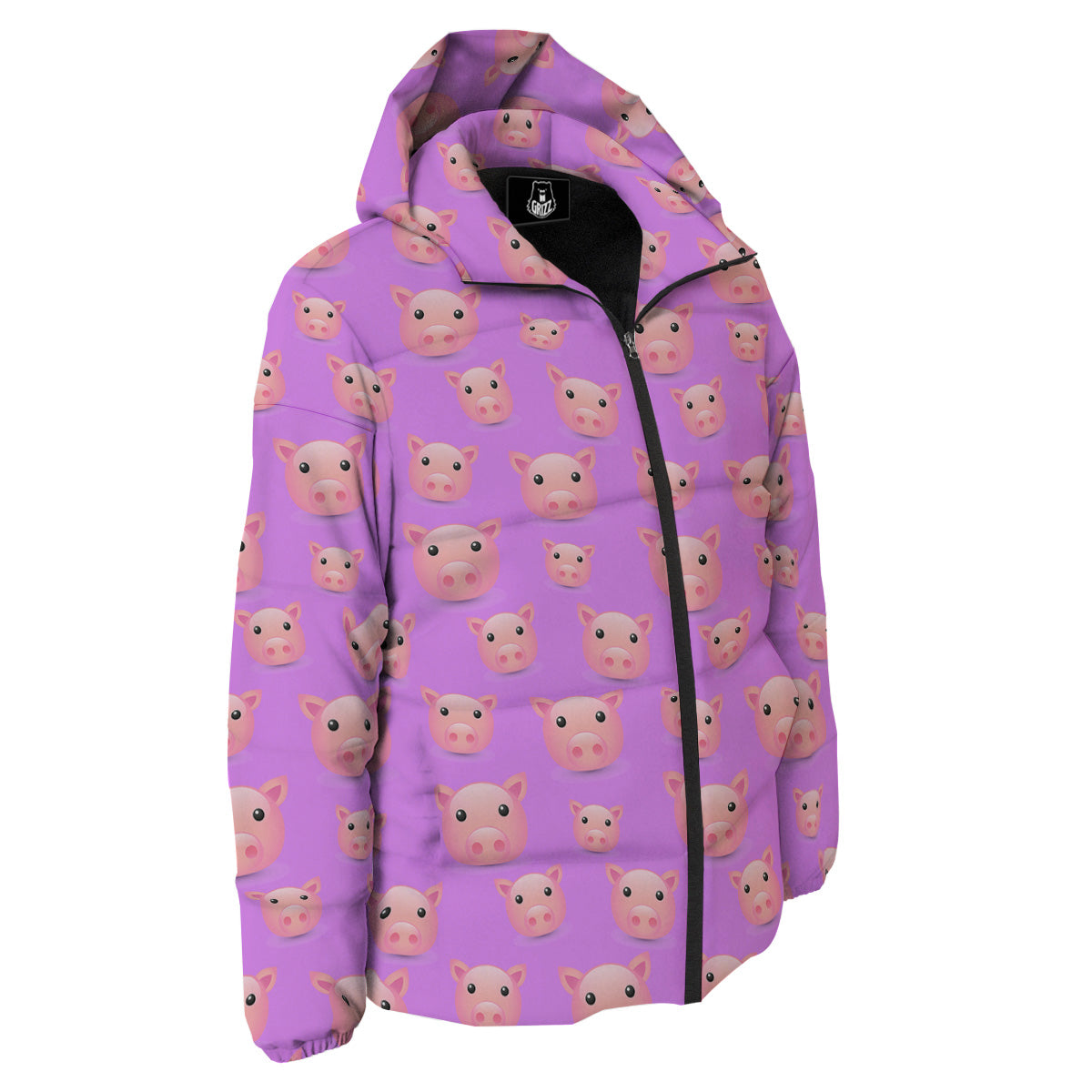 Cute Pink Pig Face Emoji Print Pattern Down Jacket-grizzshop