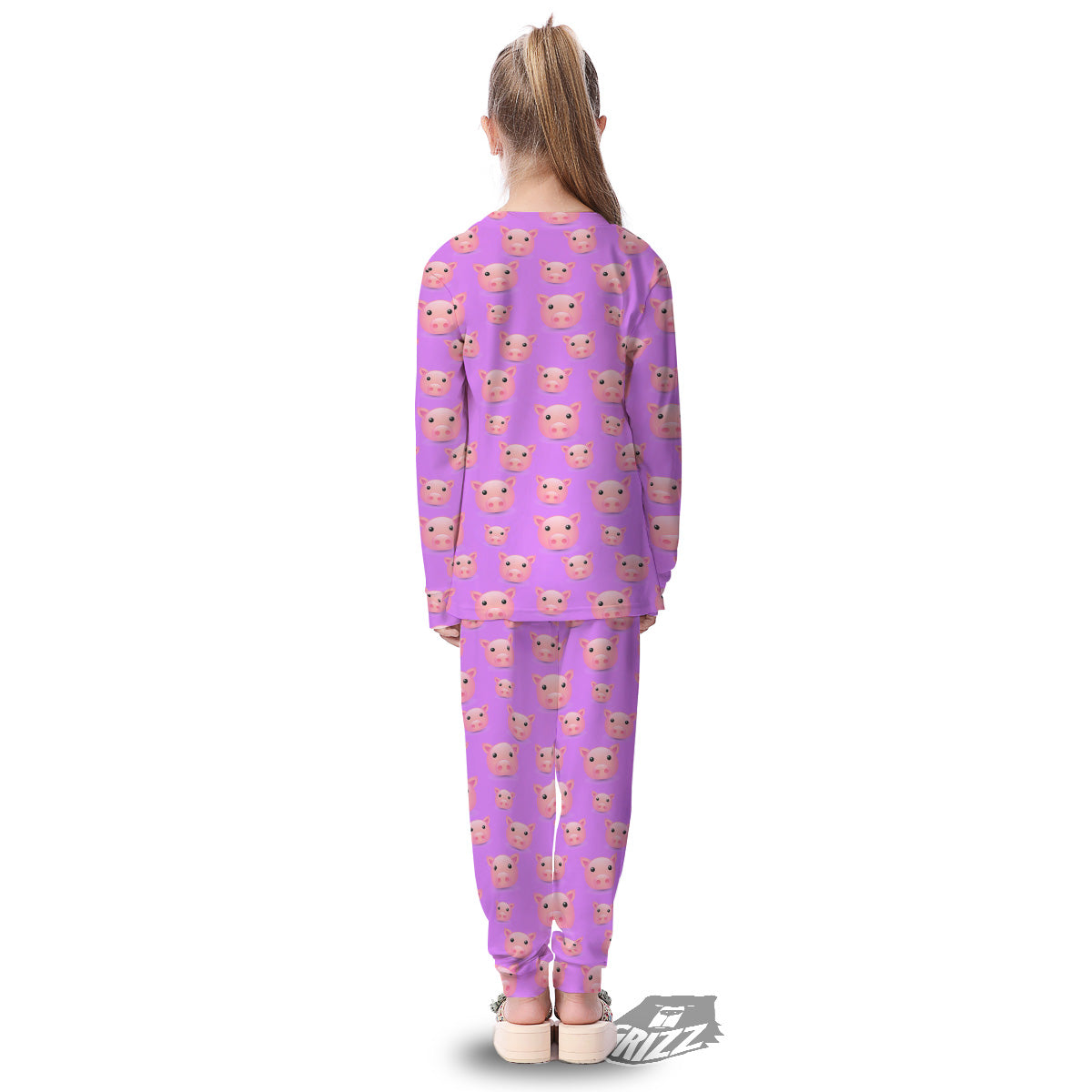 Cute Pink Pig Face Emoji Print Pattern Kid's Pajamas-grizzshop