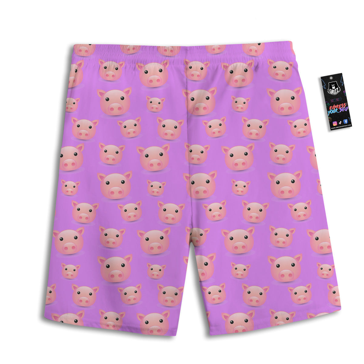 Cute Pink Pig Face Emoji Print Pattern Men's Athletic Shorts
