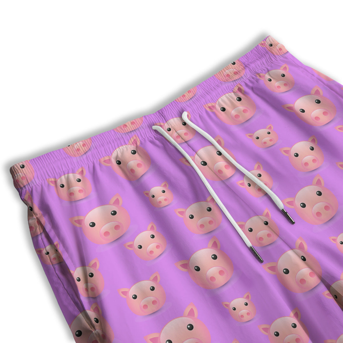 Cute Pink Pig Face Emoji Print Pattern Men's Athletic Shorts