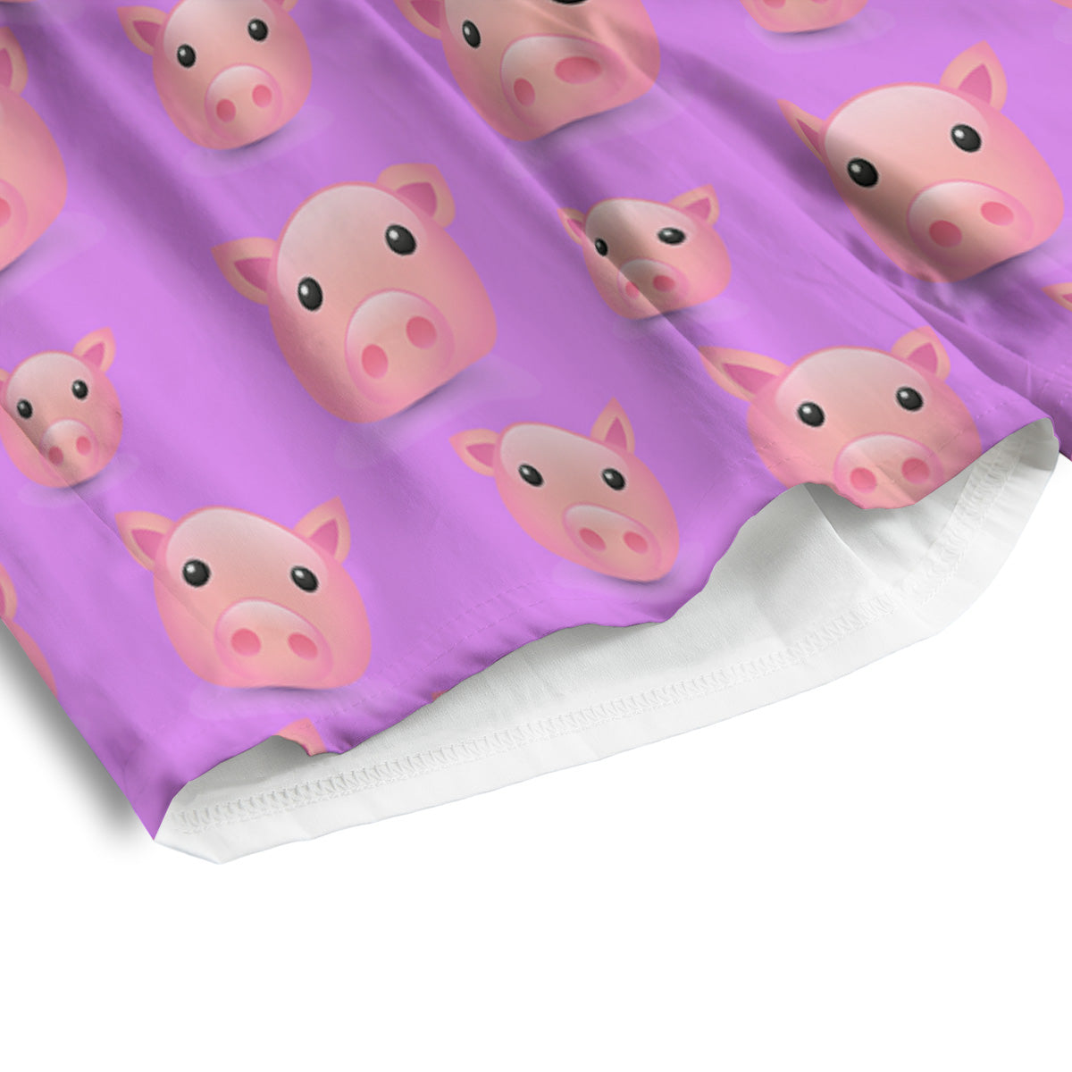 Cute Pink Pig Face Emoji Print Pattern Men's Athletic Shorts