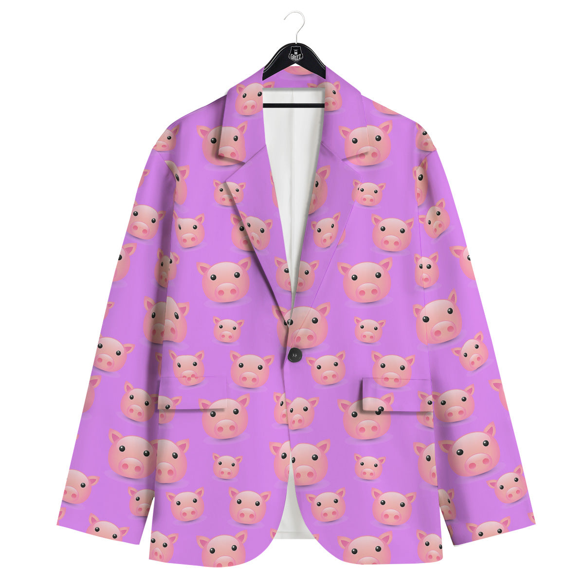 Cute Pink Pig Face Emoji Print Pattern Men's Sport Coat-grizzshop