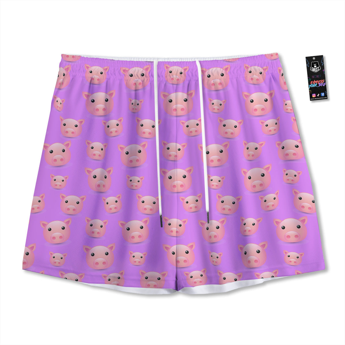 Glasses Of Wine And Bottles Print Pattern Mesh Shorts