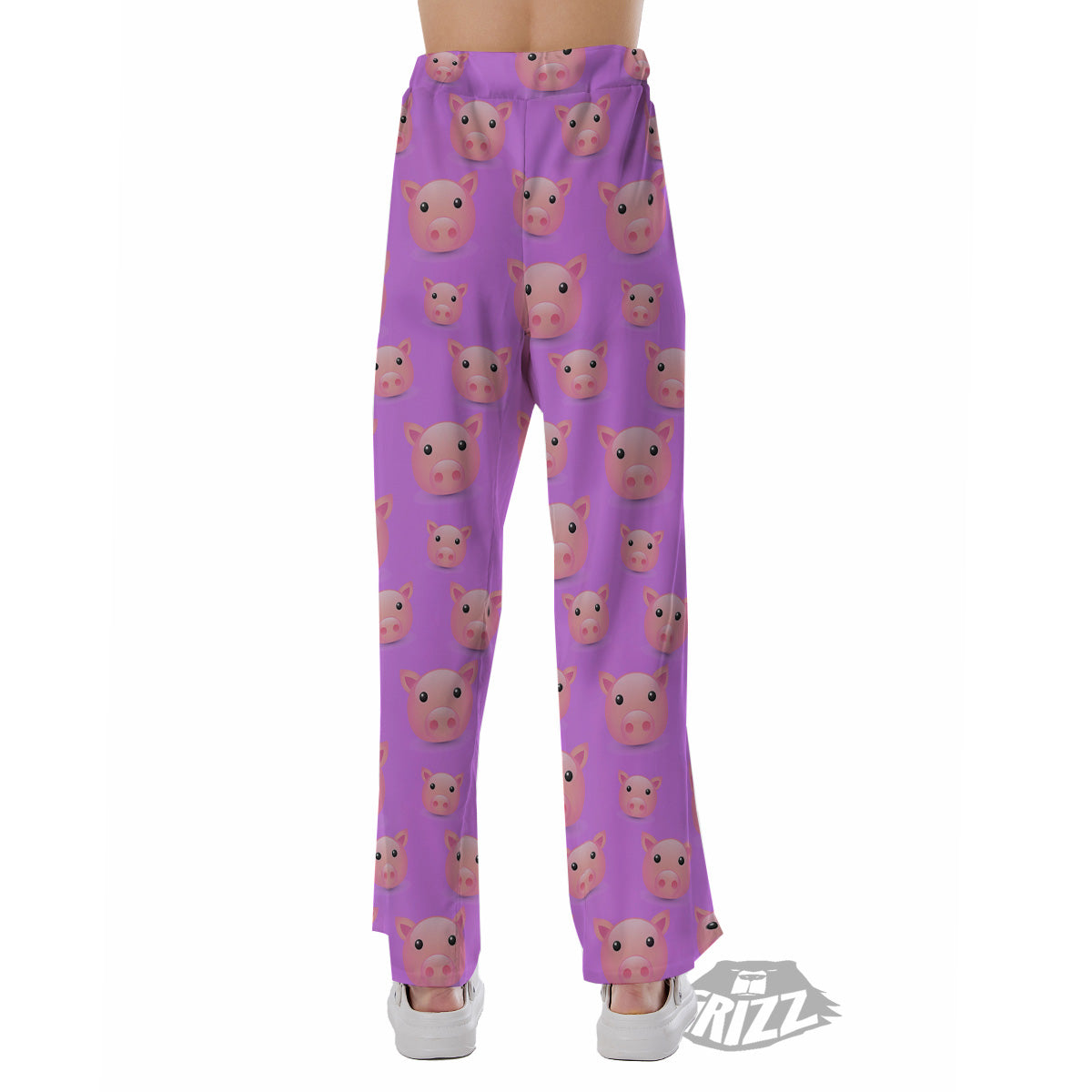 Cute Pink Pig Face Emoji Print Pattern Pajama Pants-grizzshop