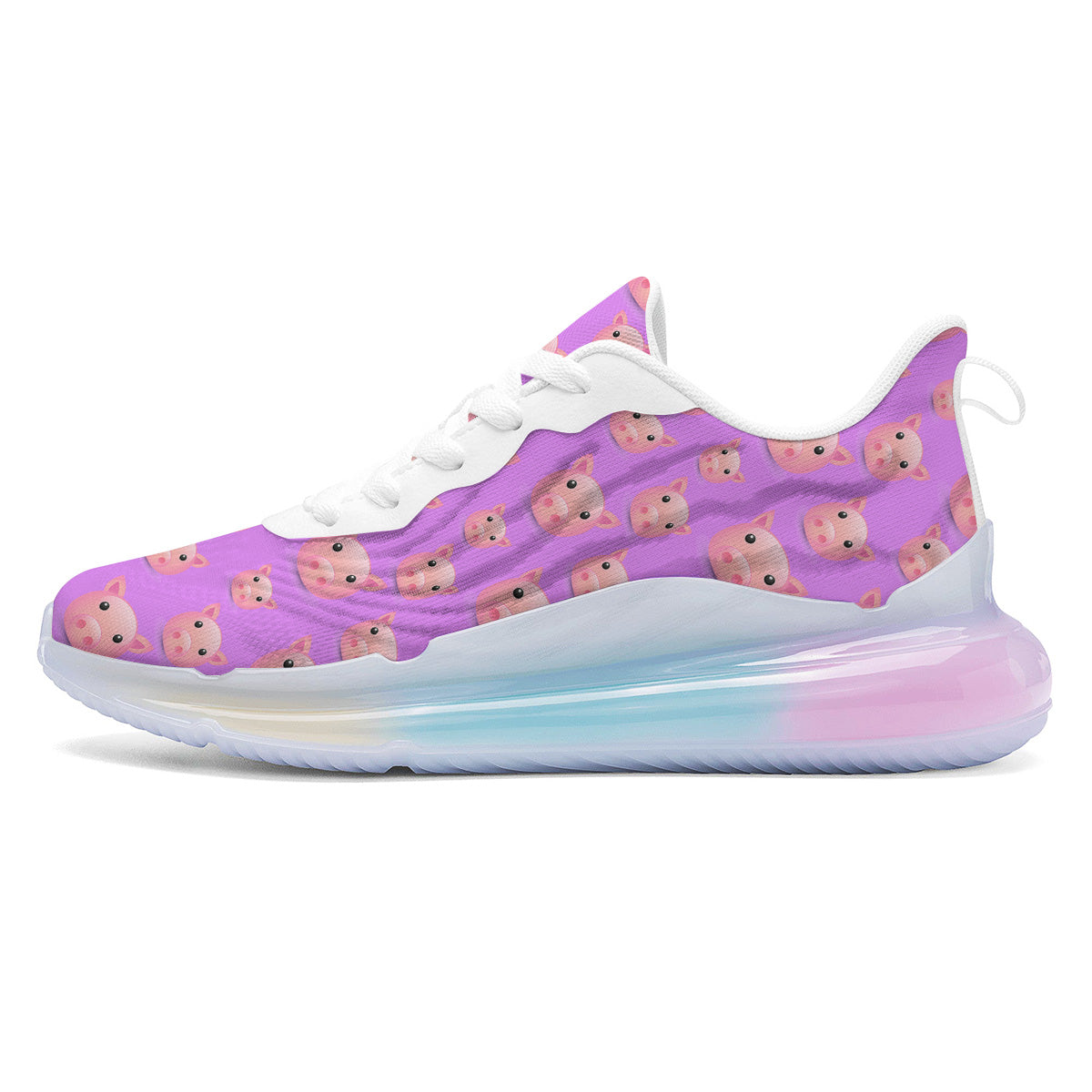 Cute Pink Pig Face Emoji Print Pattern Running Sneakers-grizzshop
