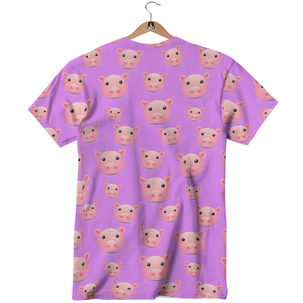 Cute Pink Pig Face Emoji Print Pattern T-Shirt-grizzshop