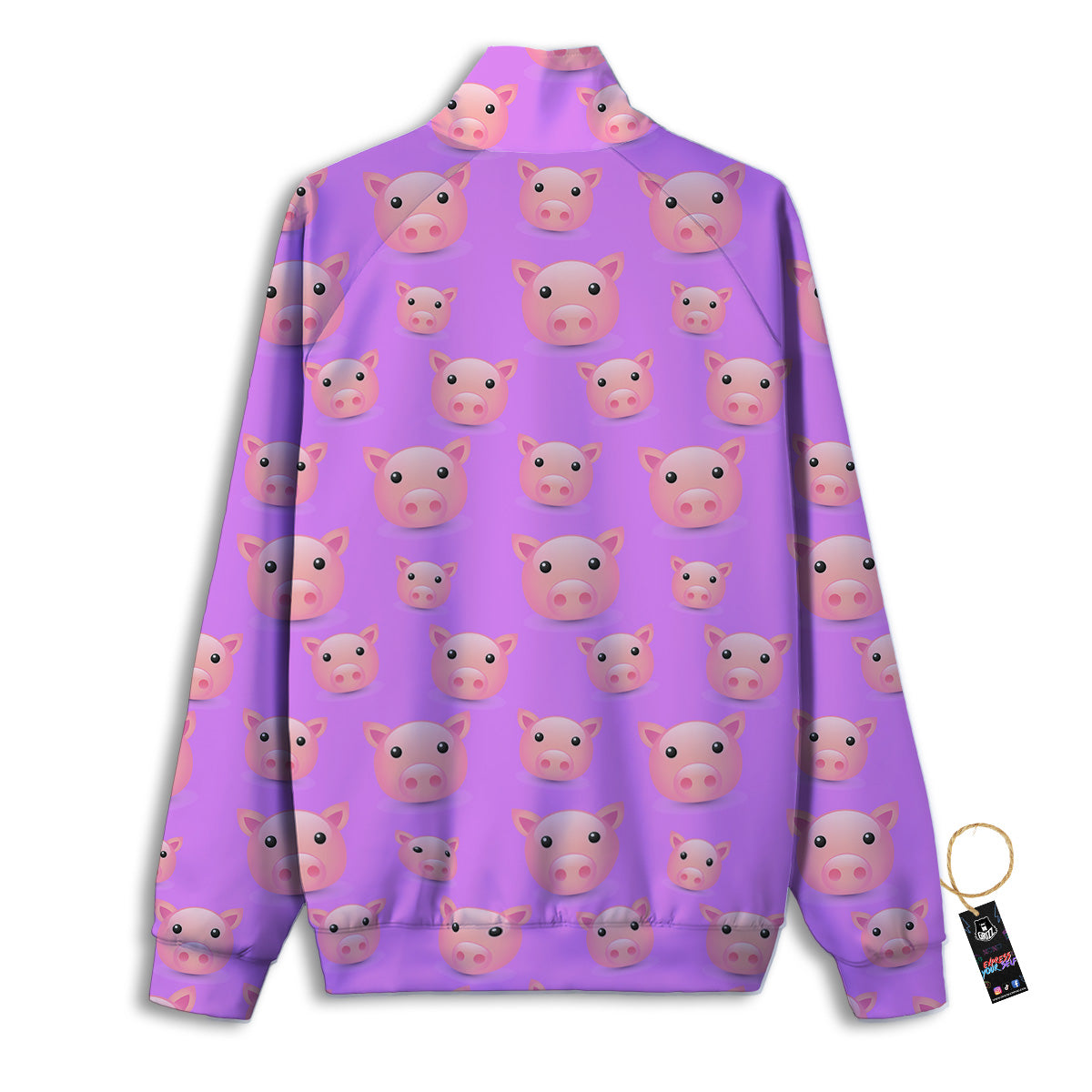 Cute Pink Pig Face Emoji Print Pattern Track Jacket-grizzshop