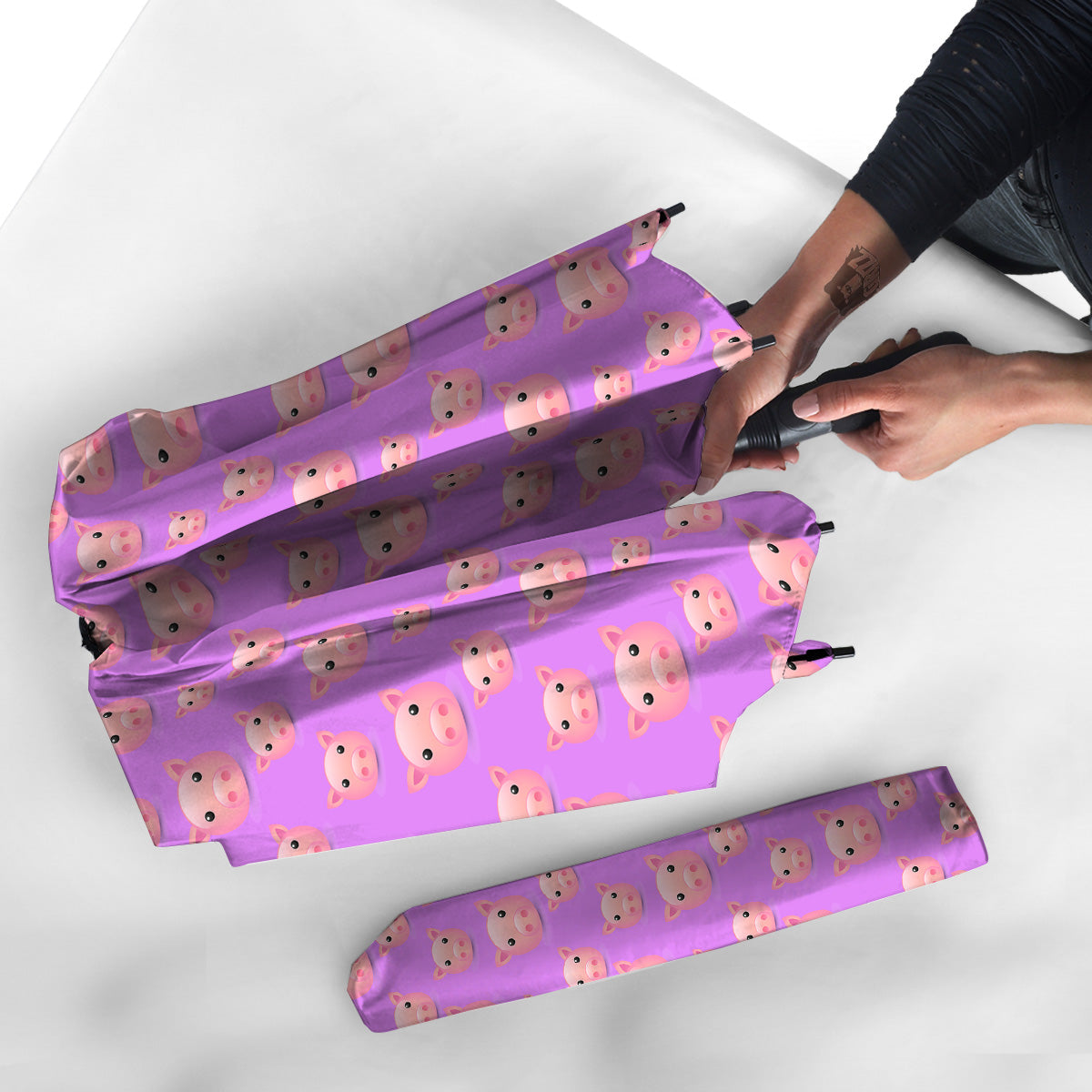 Cute Pink Pig Face Emoji Print Pattern Umbrella-grizzshop