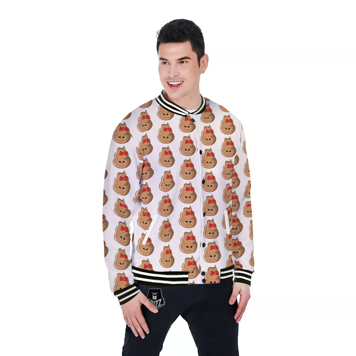 Cute Poop Print Pattern Baseball Jacket-grizzshop