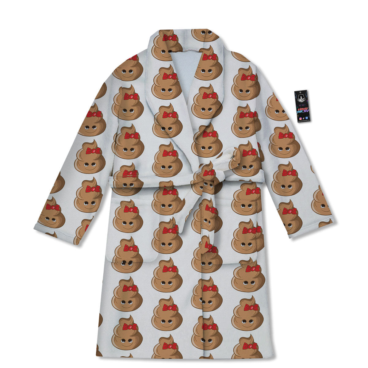 Cute Poop Print Pattern Bathrobe-grizzshop