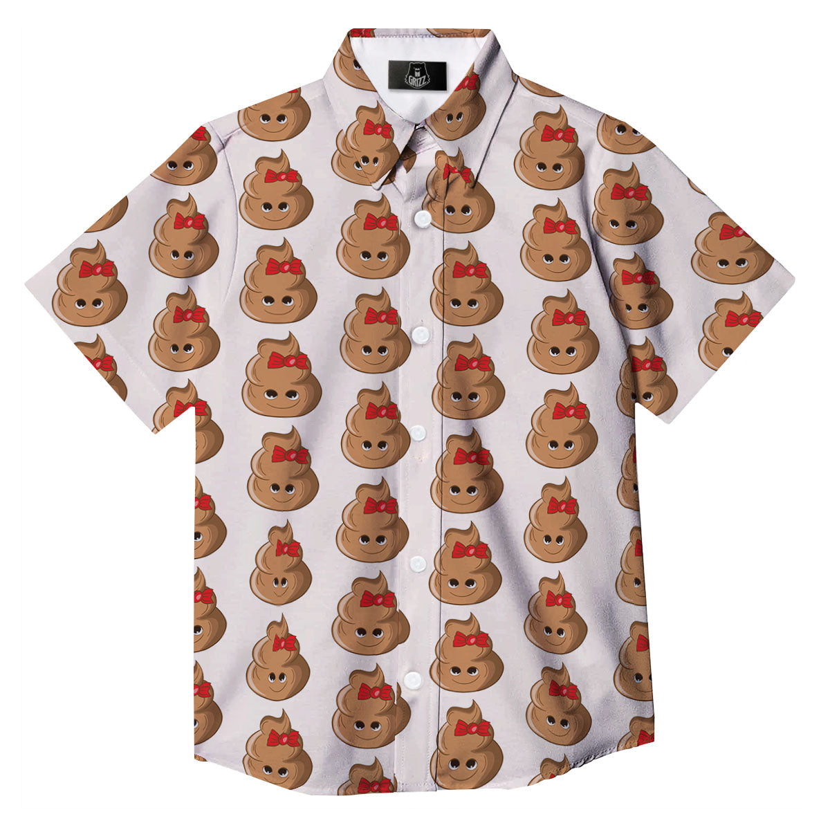 Cute Poop Print Pattern Button Up Shirt-grizzshop