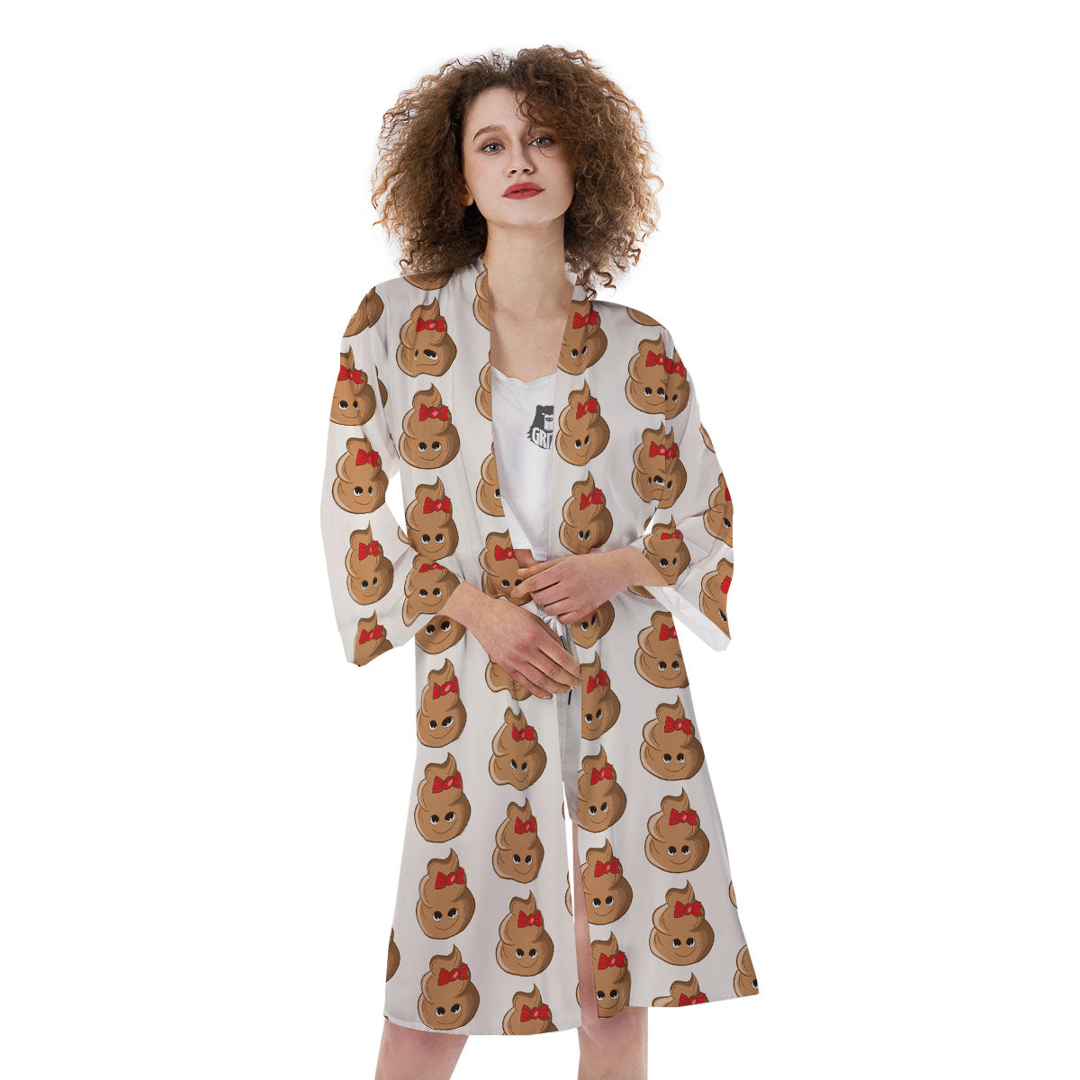 Cute Poop Print Pattern Kimono-grizzshop