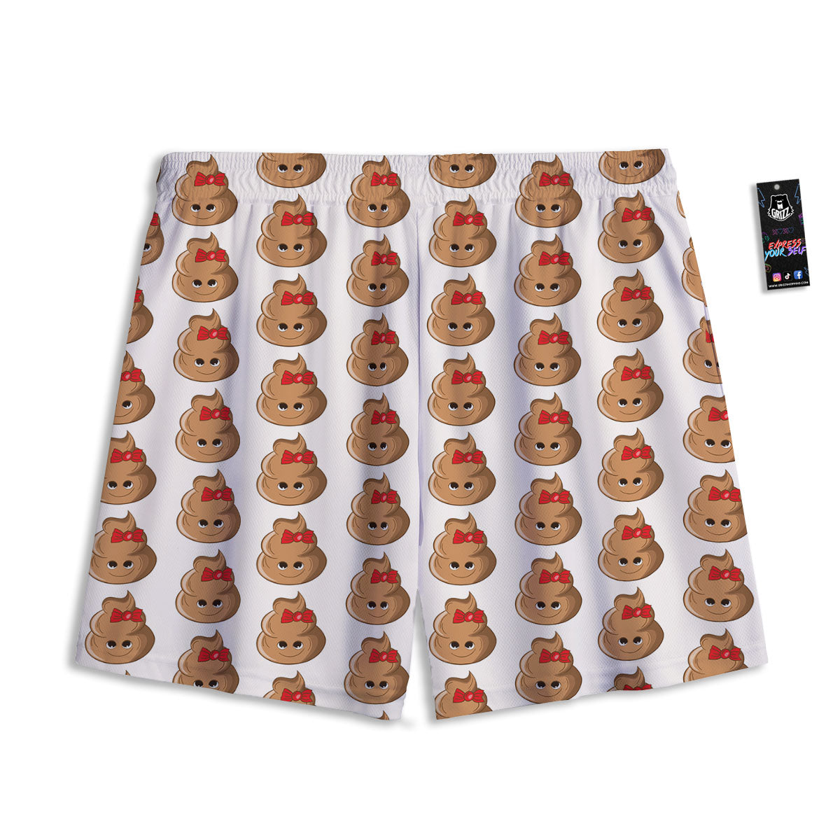 Cute Poop Print Pattern Mesh Shorts-grizzshop