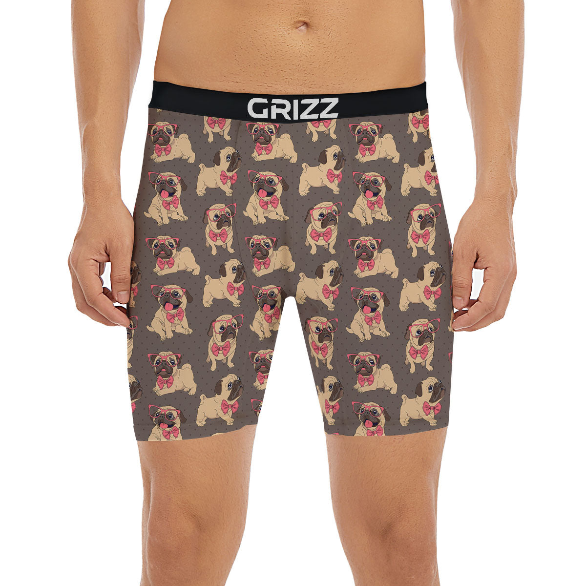 Cute Pug Print Pattern Boxer Briefs-grizzshop