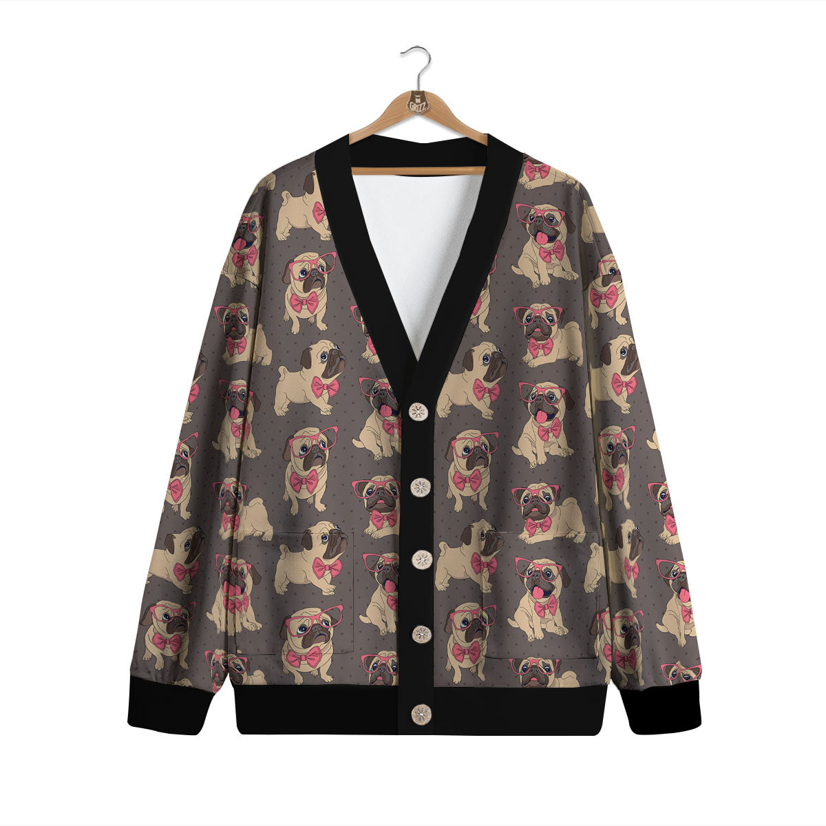 Cute Pug Print Pattern Cardigan-grizzshop