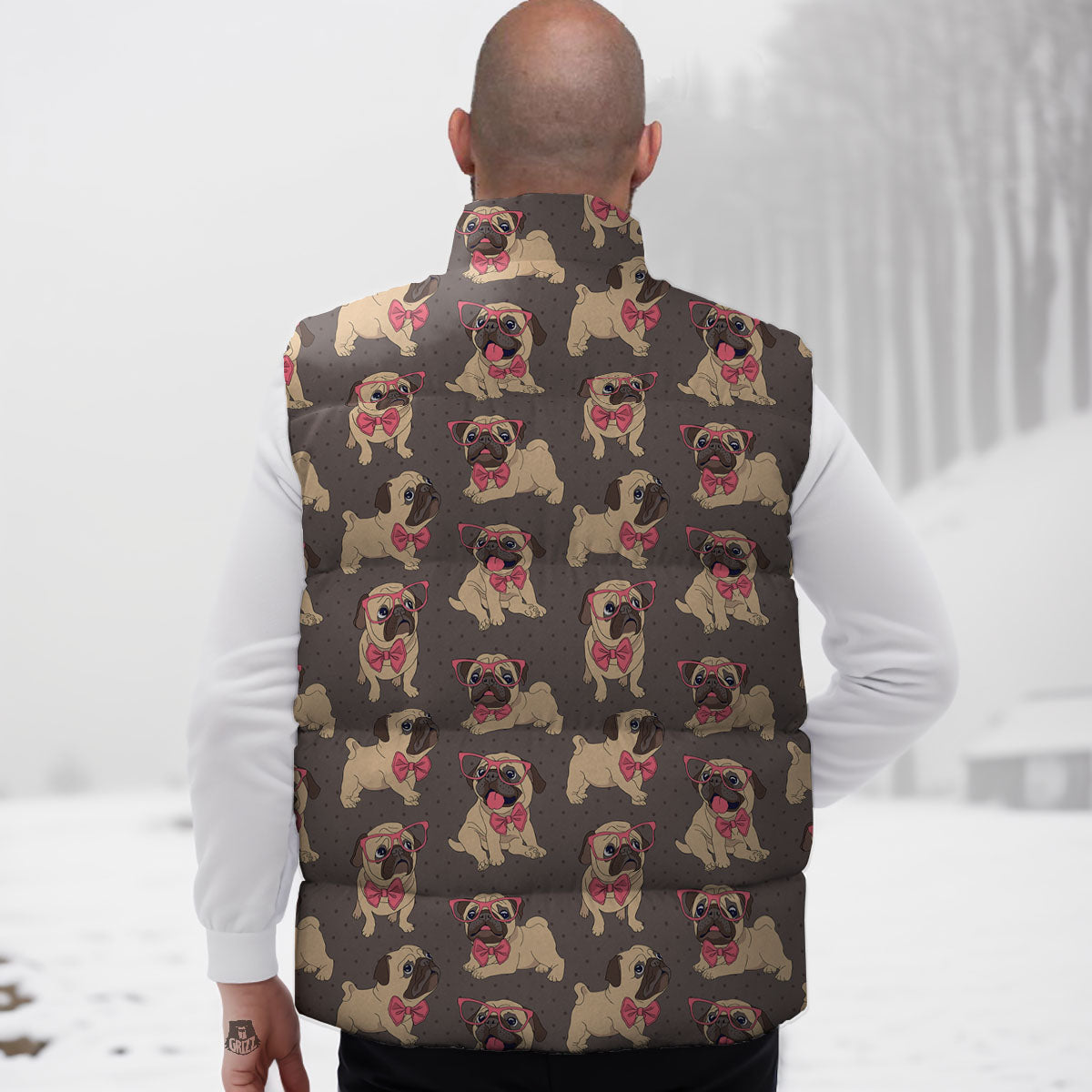 Cute Pug Print Pattern Down Vest