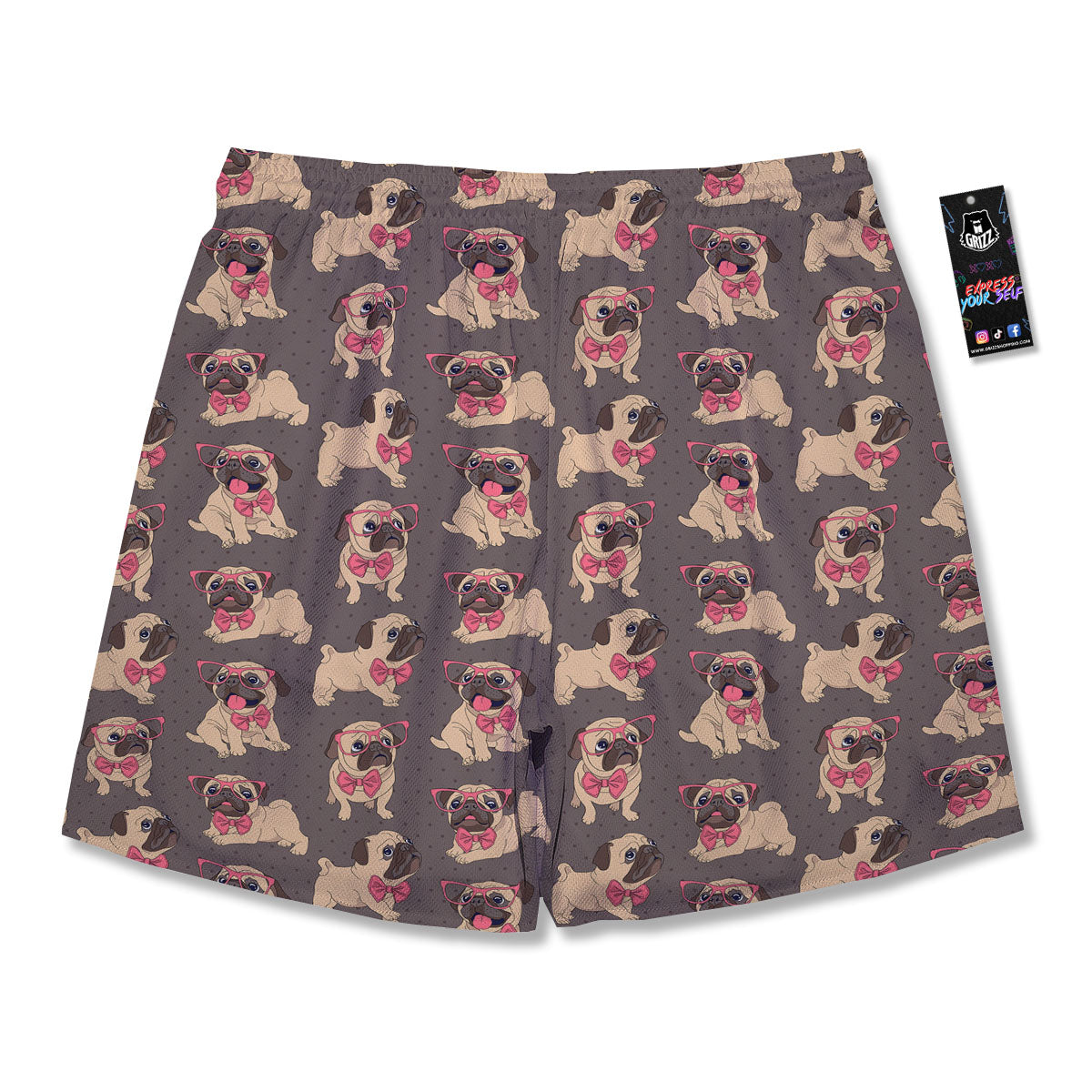 Cute Pug Print Pattern Men's Running Shorts-grizzshop